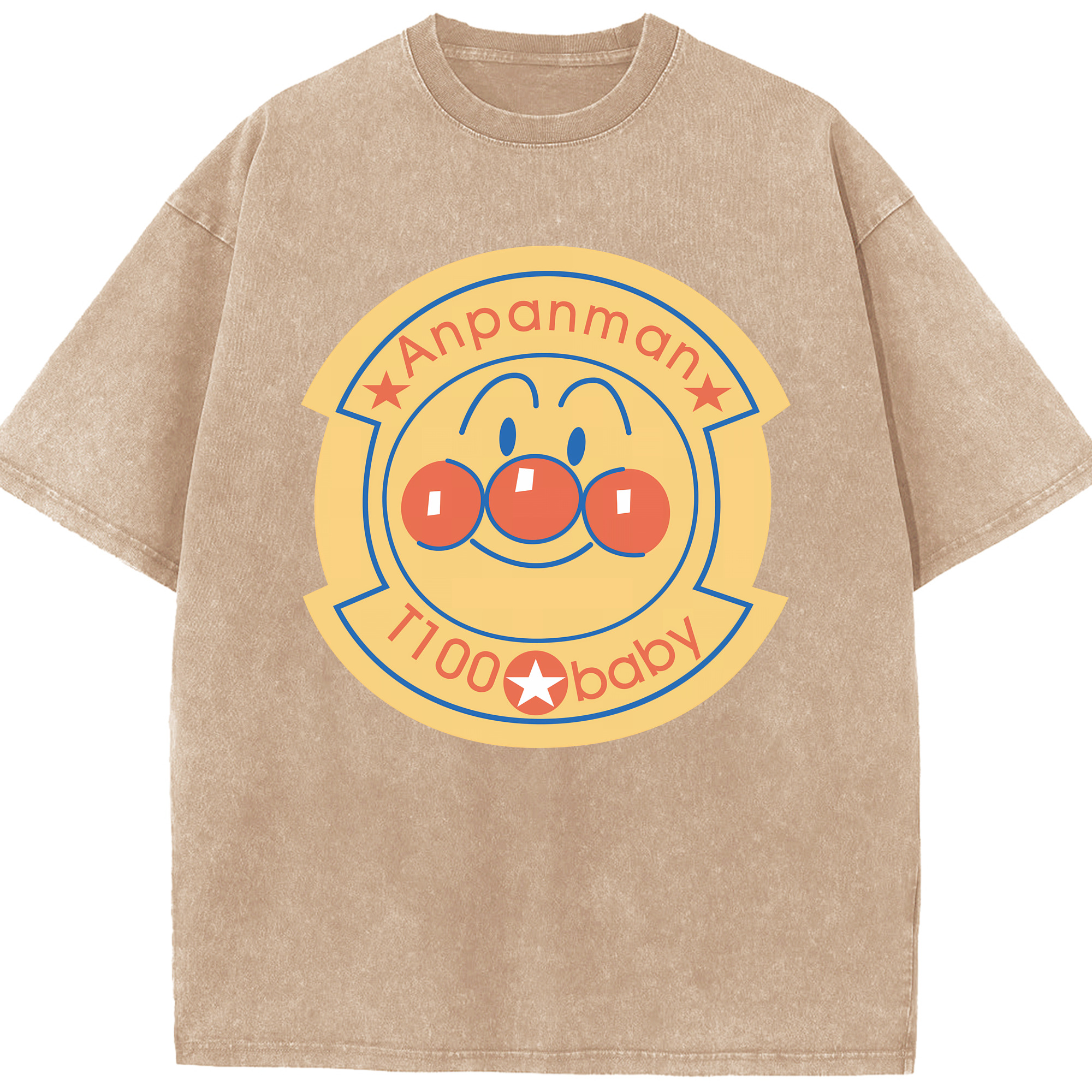 （画像用） アンパンマン Anpanman 綿100% ヴィンテージ風 半袖Tシャツ（フロントプリント）