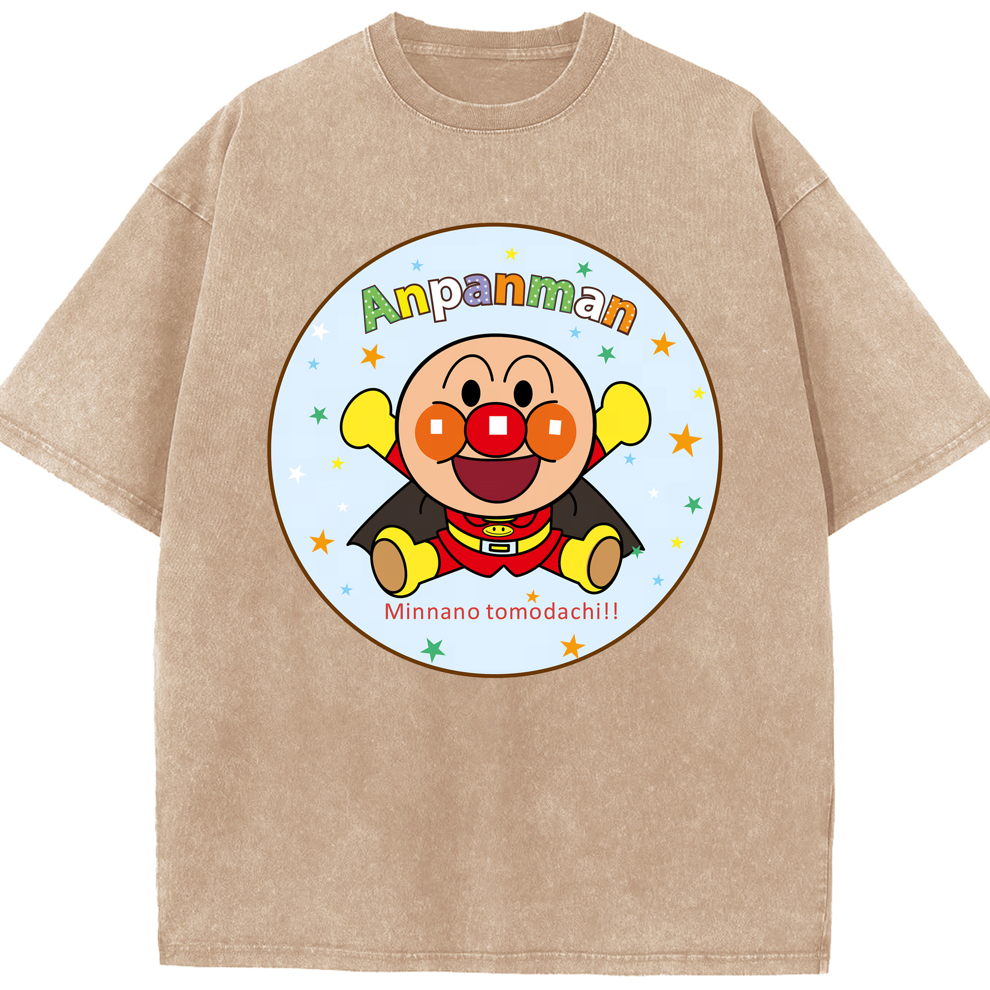 （画像用） アンパンマン Anpanman 綿100% ヴィンテージ風 半袖Tシャツ（フロントプリント）