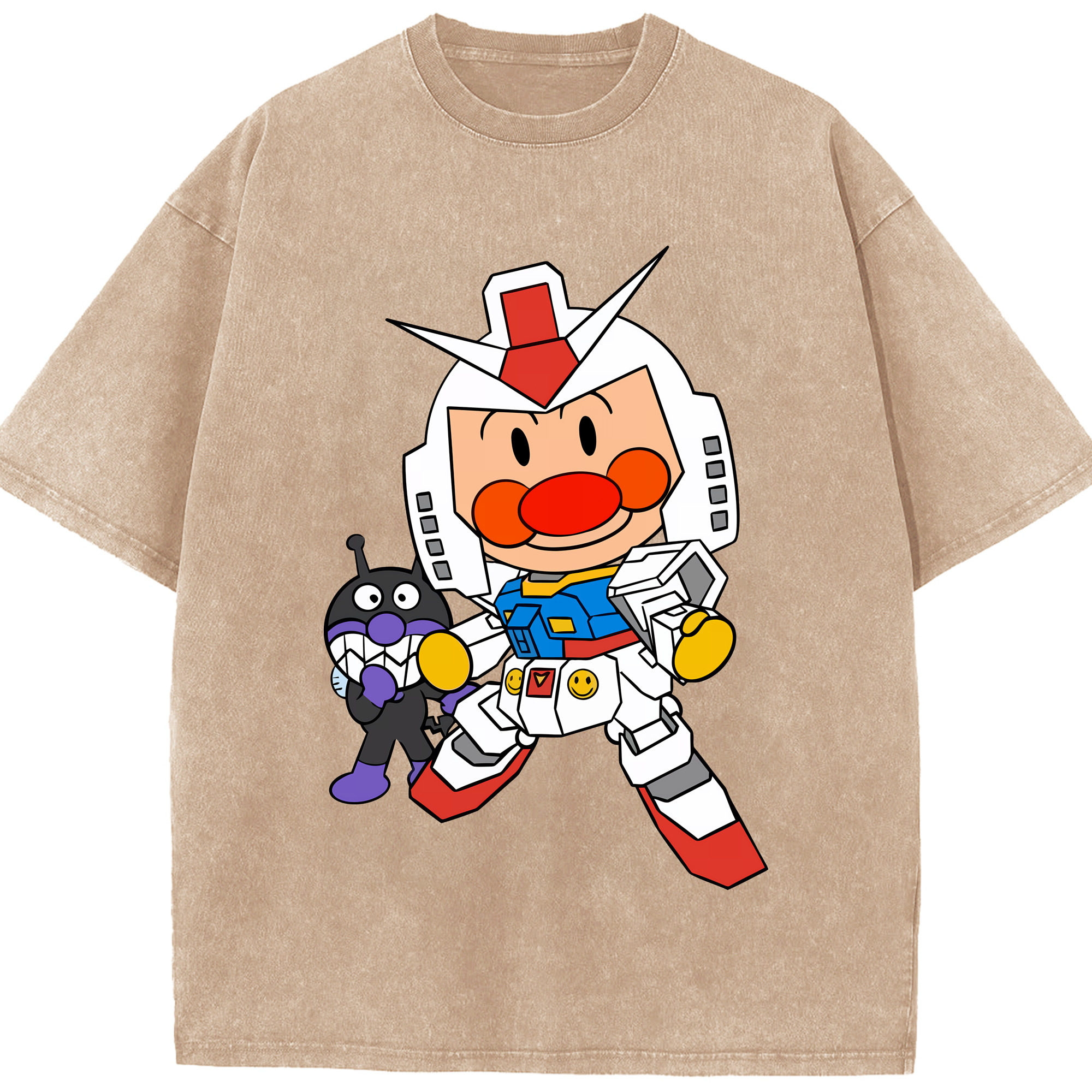（画像用） アンパンマン Anpanman 綿100% ヴィンテージ風 半袖Tシャツ（フロントプリント）