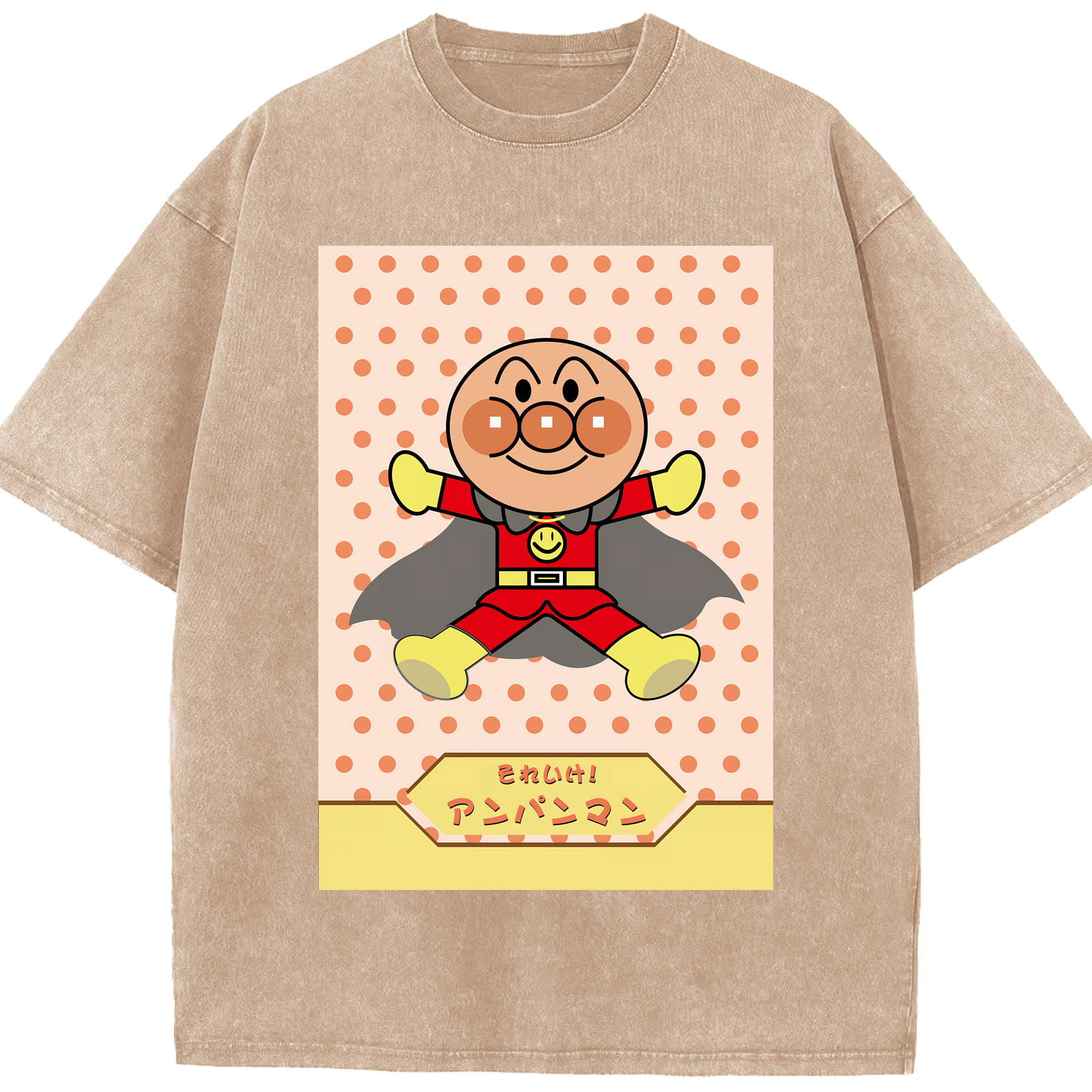 （画像用） アンパンマン Anpanman 綿100% ヴィンテージ風 半袖Tシャツ（フロントプリント）
