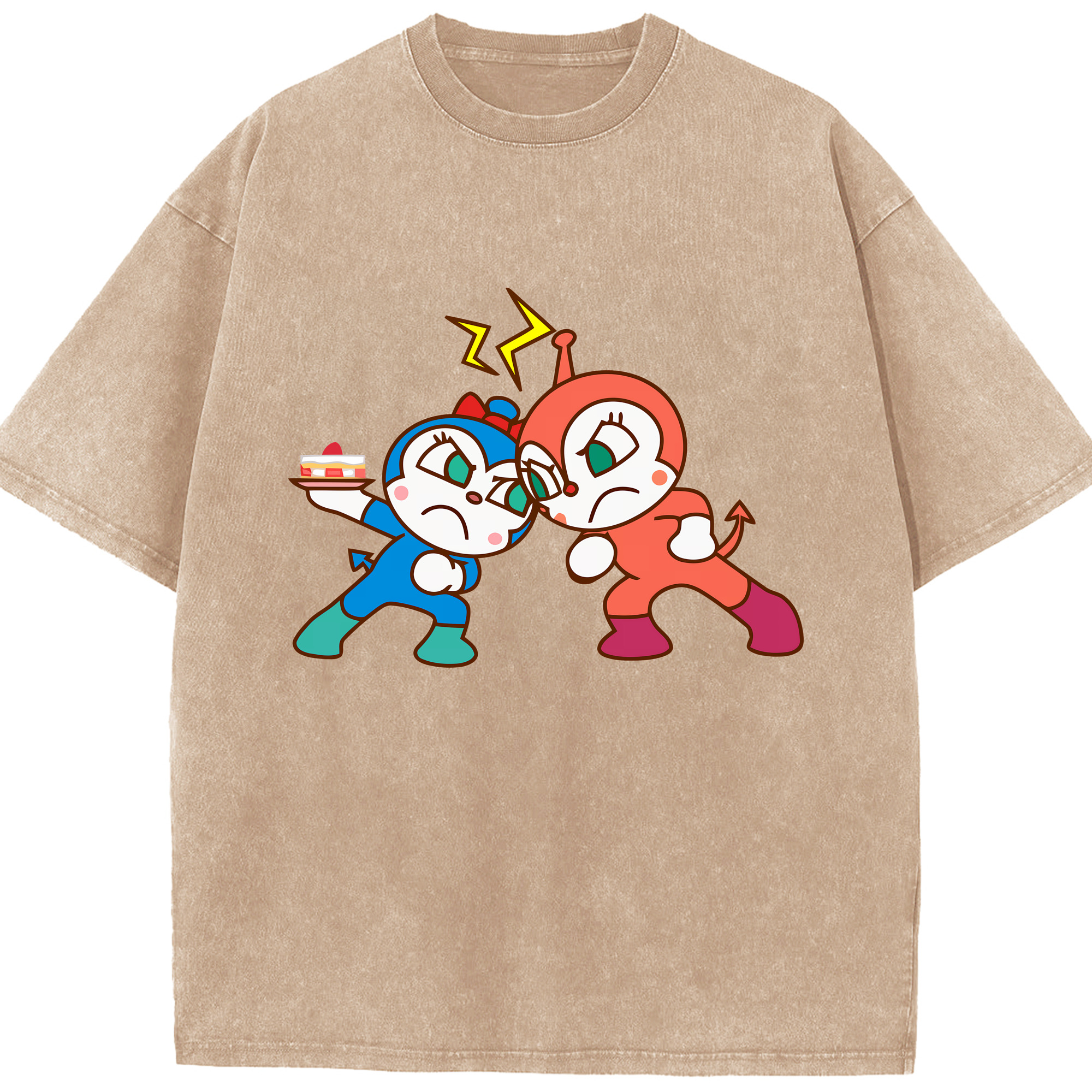 （画像用） アンパンマン Anpanman 綿100% ヴィンテージ風 半袖Tシャツ（フロントプリント）