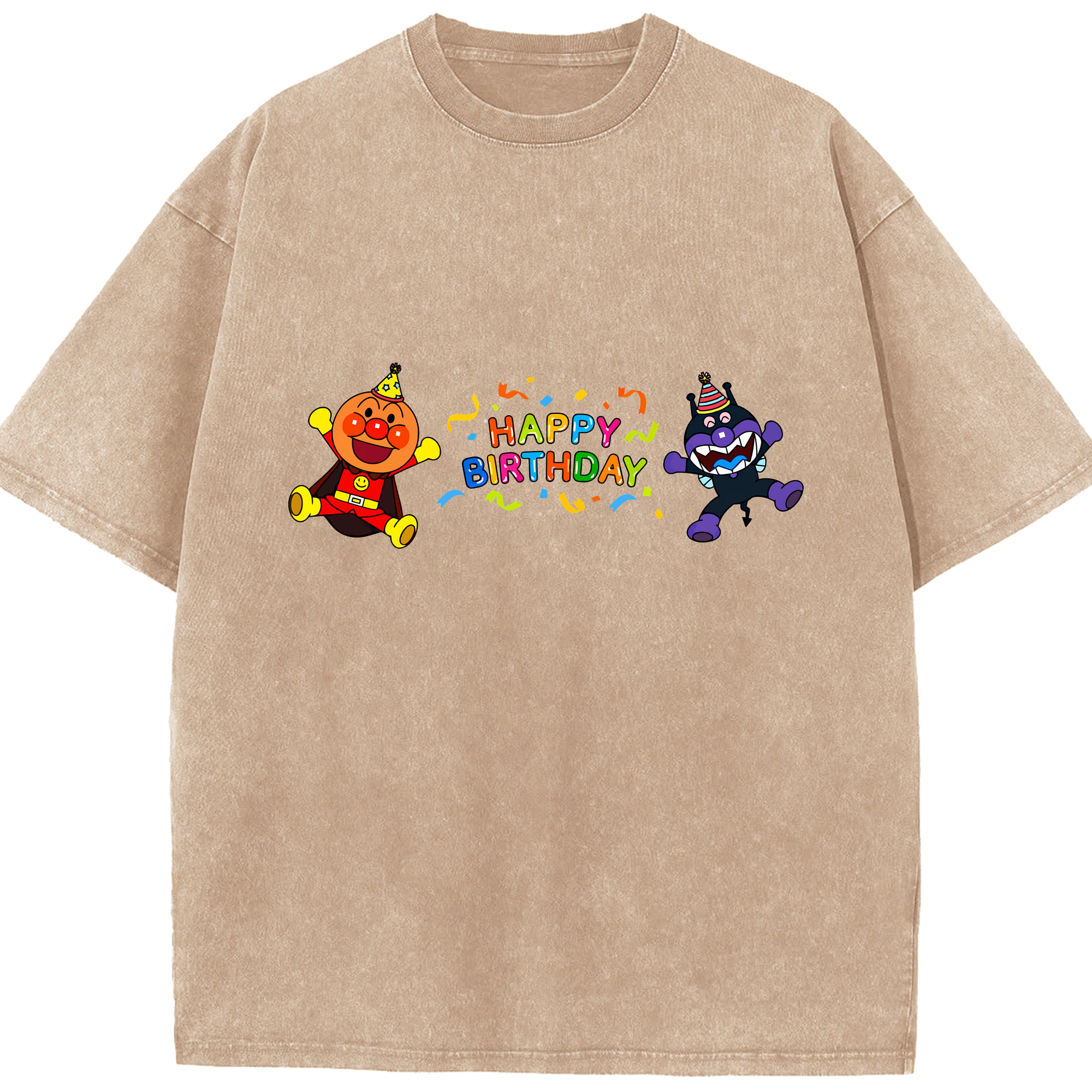 （画像用） アンパンマン Anpanman 綿100% ヴィンテージ風 半袖Tシャツ（フロントプリント）