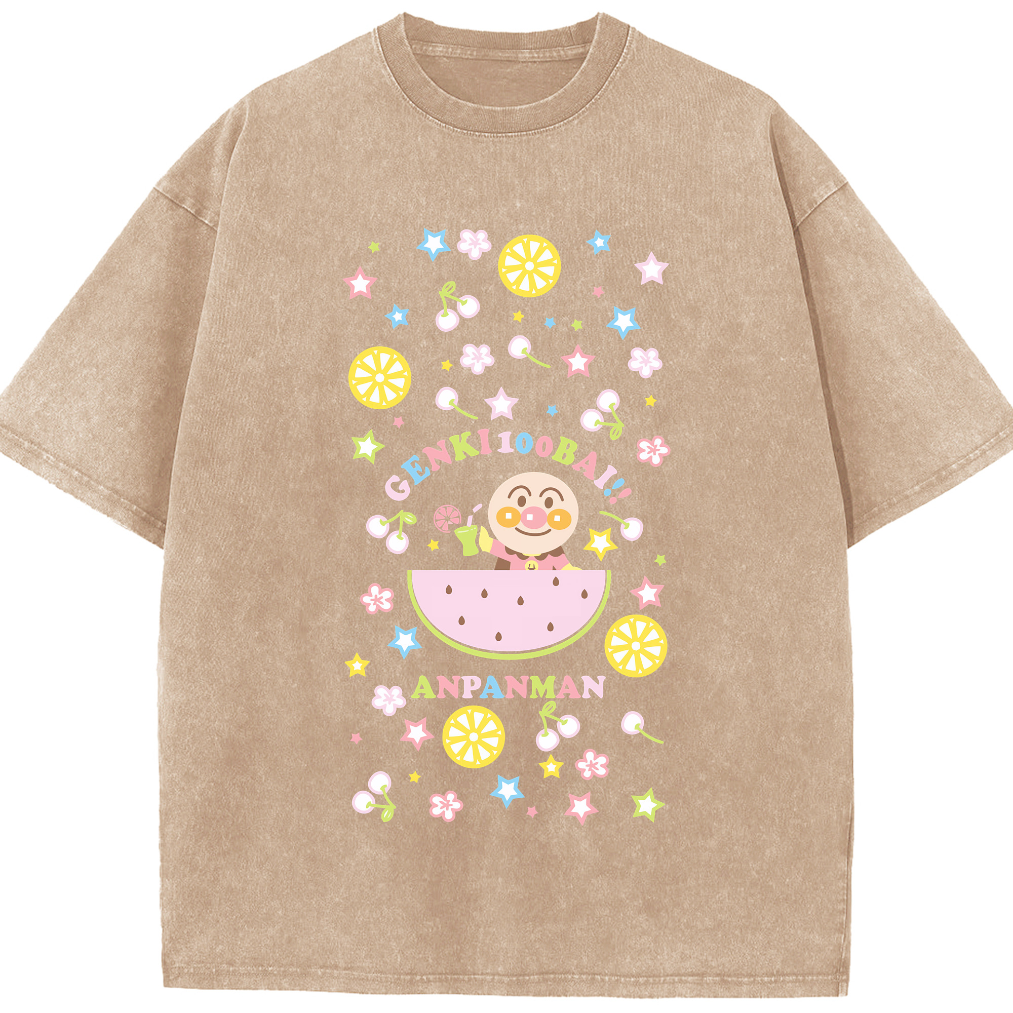 （画像用） アンパンマン Anpanman 綿100% ヴィンテージ風 半袖Tシャツ（フロントプリント）