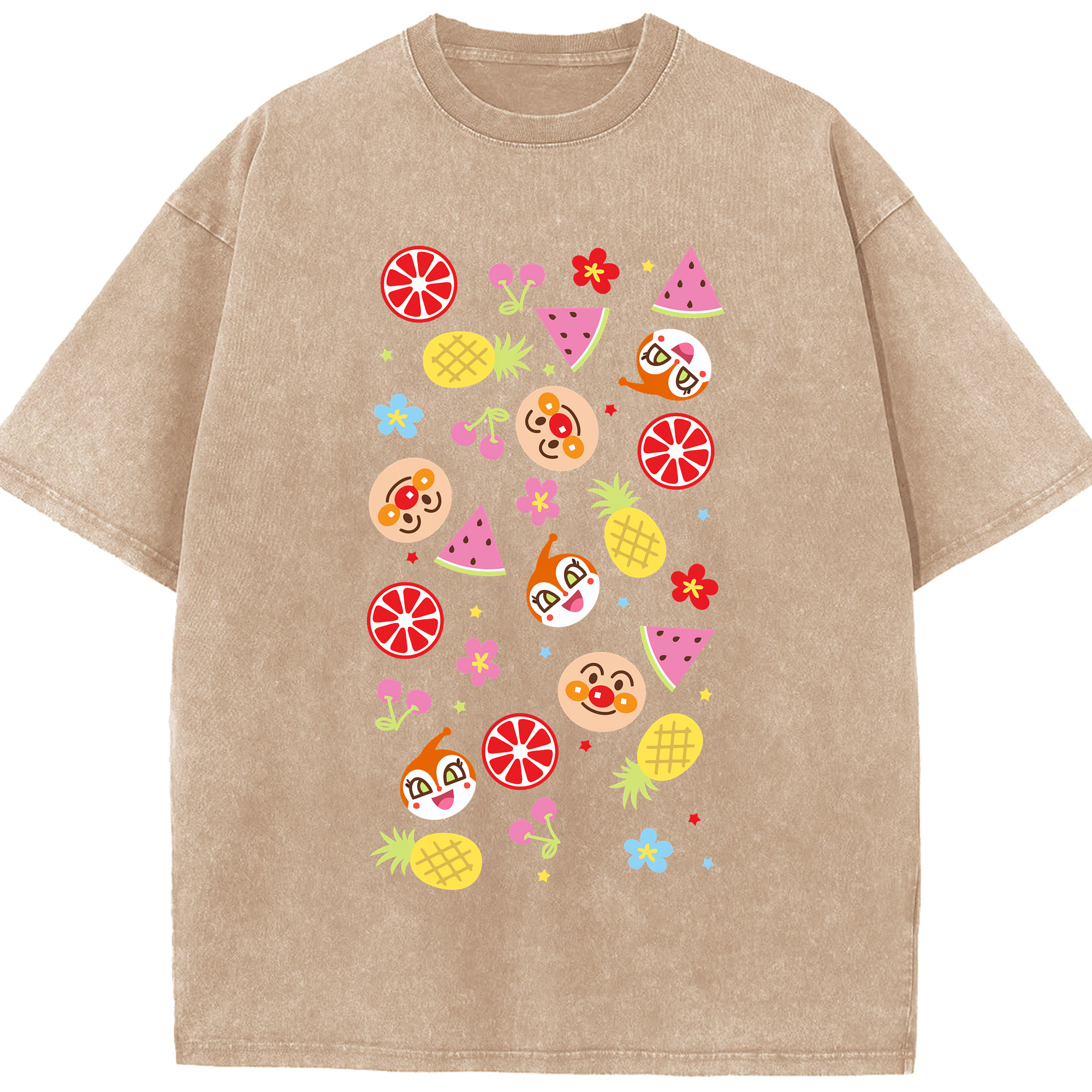 （画像用） アンパンマン Anpanman 綿100% ヴィンテージ風 半袖Tシャツ（フロントプリント）