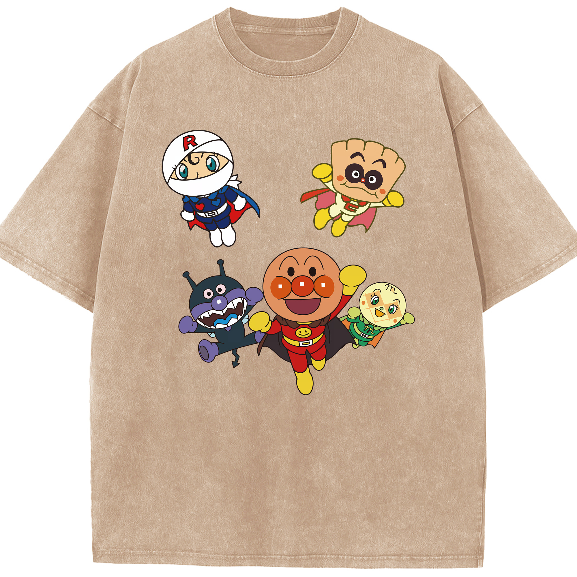 （画像用） アンパンマン Anpanman 綿100% ヴィンテージ風 半袖Tシャツ（フロントプリント）