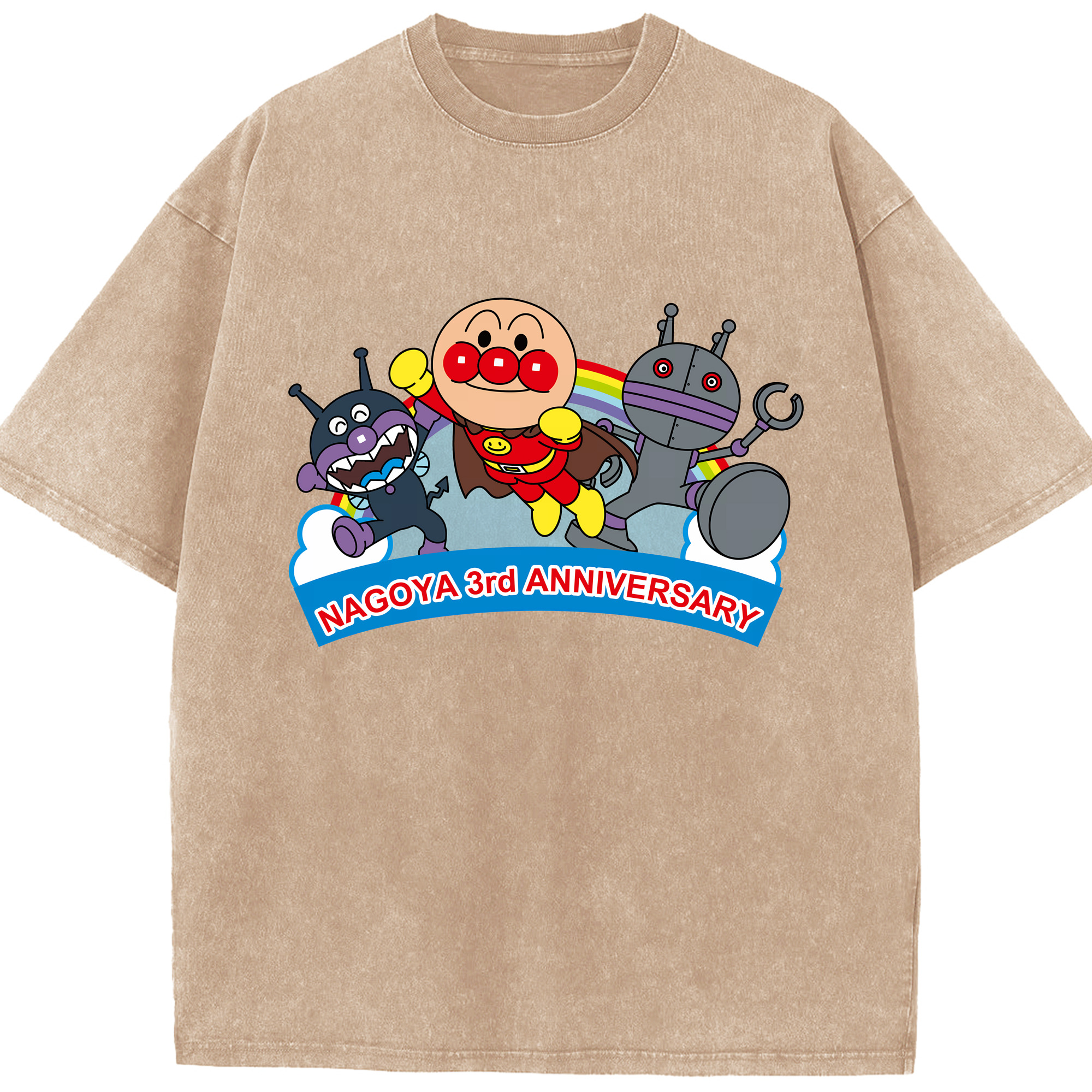 （画像用） アンパンマン Anpanman 綿100% ヴィンテージ風 半袖Tシャツ（フロントプリント）
