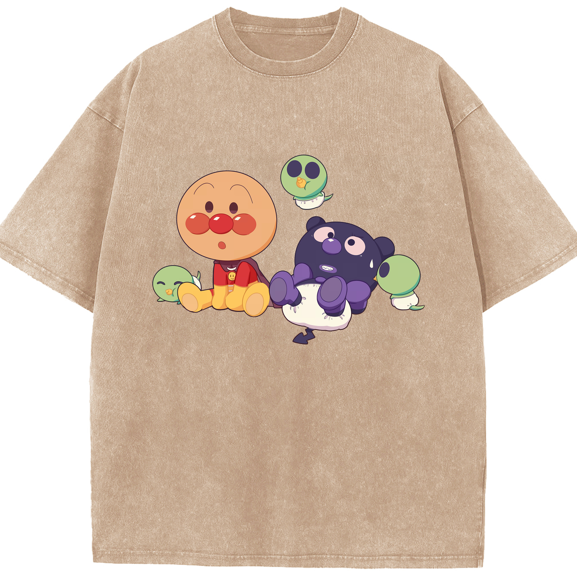 （画像用） アンパンマン Anpanman 綿100% ヴィンテージ風 半袖Tシャツ（フロントプリント）