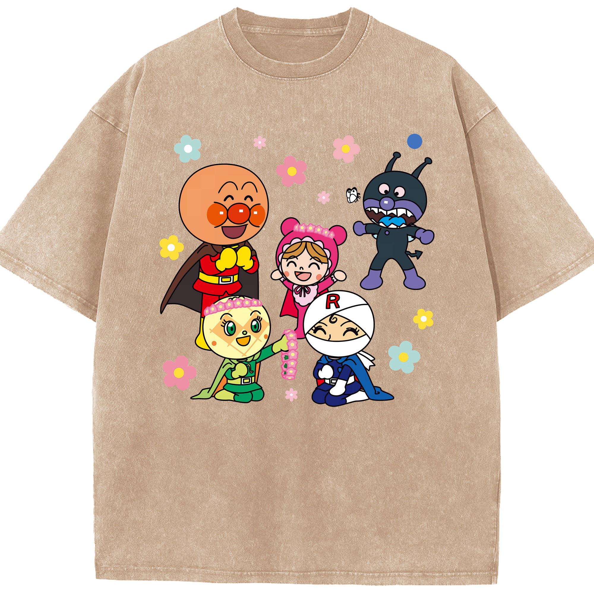（画像用） アンパンマン Anpanman 綿100% ヴィンテージ風 半袖Tシャツ（フロントプリント）