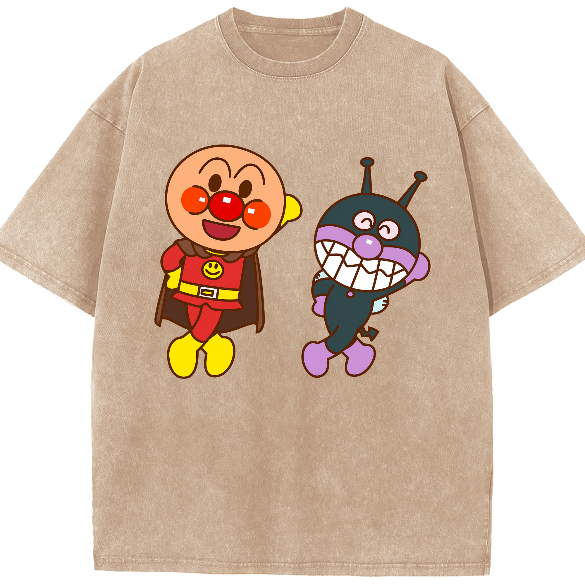 （画像用） アンパンマン Anpanman 綿100% ヴィンテージ風 半袖Tシャツ（フロントプリント）