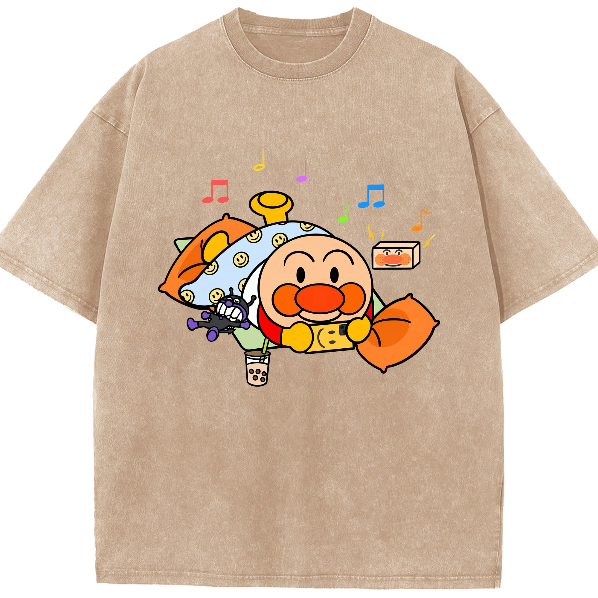 （画像用） アンパンマン Anpanman 綿100% ヴィンテージ風 半袖Tシャツ（フロントプリント）