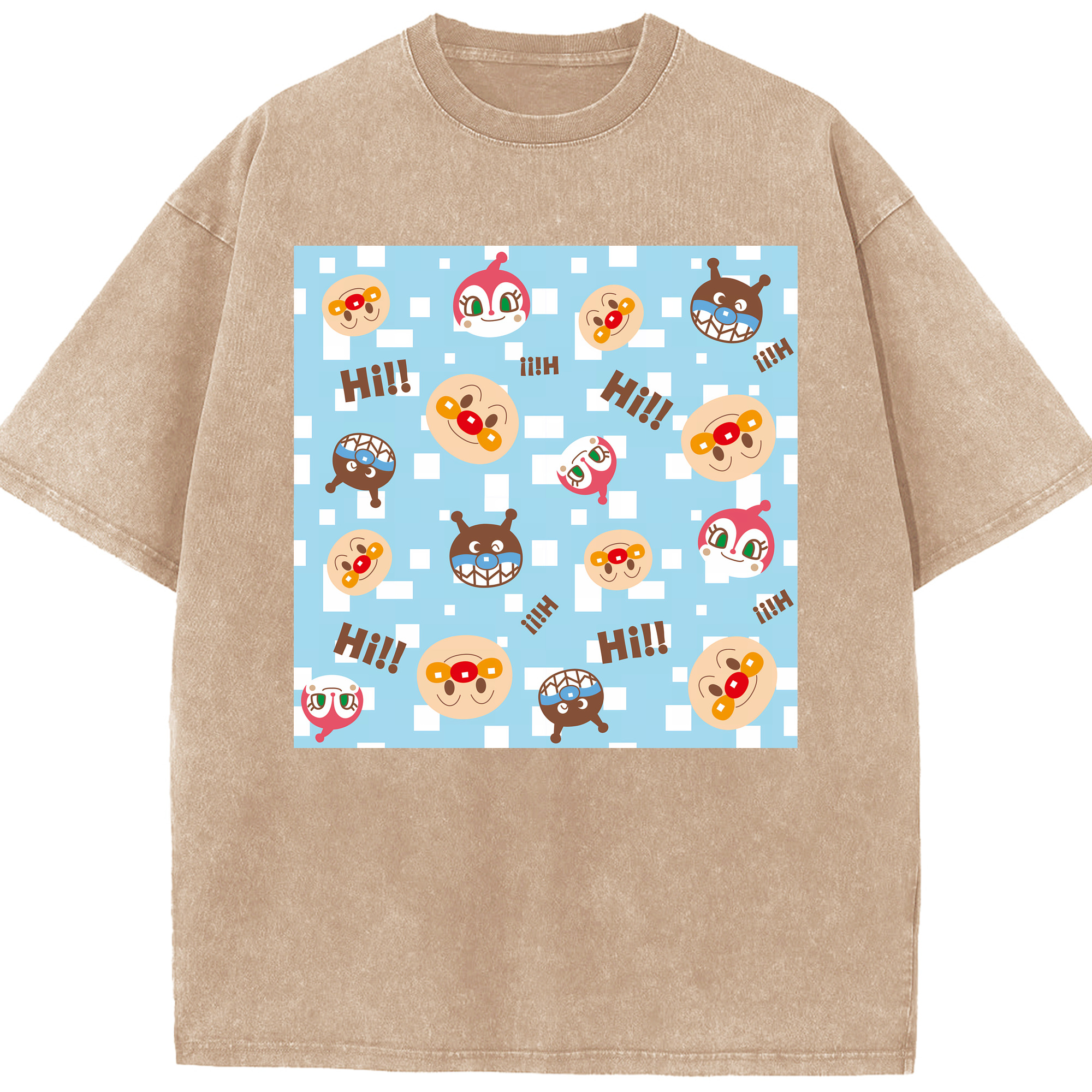 （画像用） アンパンマン Anpanman 綿100% ヴィンテージ風 半袖Tシャツ（フロントプリント）