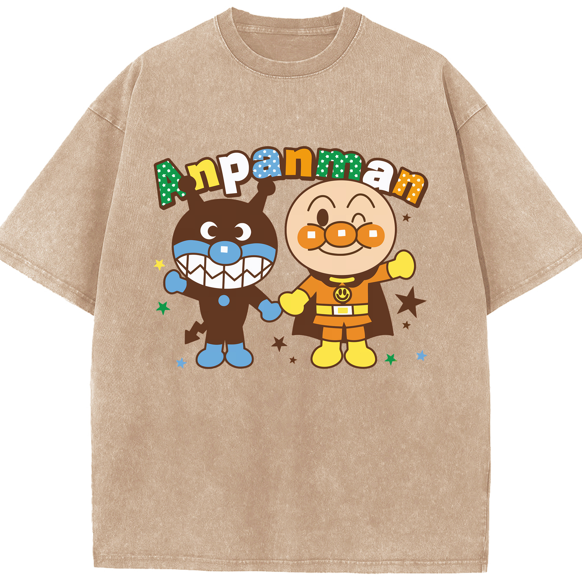 （画像用） アンパンマン Anpanman 綿100% ヴィンテージ風 半袖Tシャツ（フロントプリント）