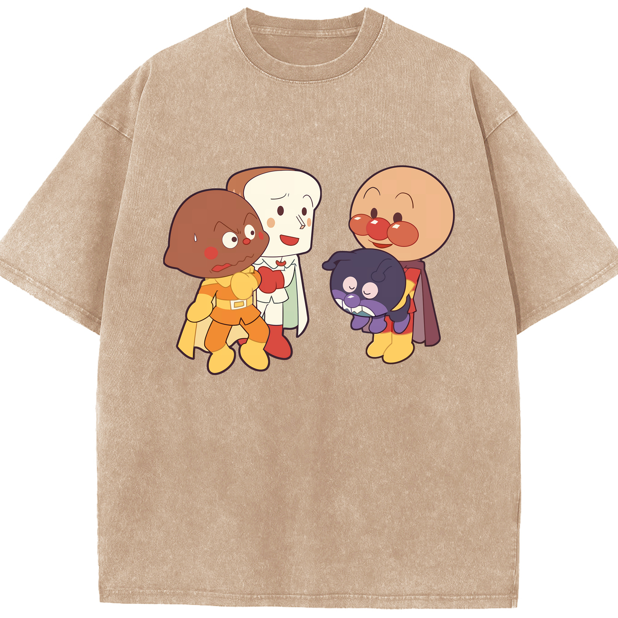 （画像用） アンパンマン Anpanman 綿100% ヴィンテージ風 半袖Tシャツ（フロントプリント）