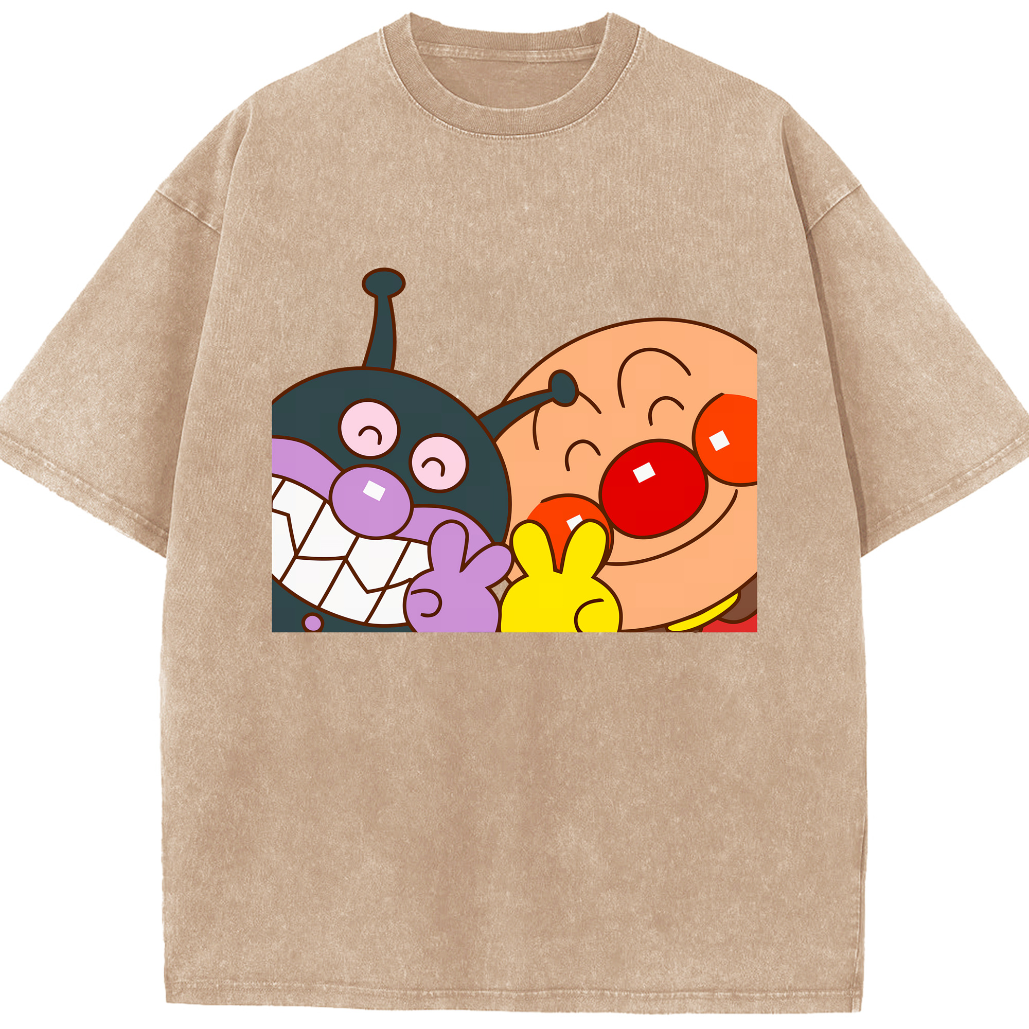 （画像用） アンパンマン Anpanman 綿100% ヴィンテージ風 半袖Tシャツ（フロントプリント）