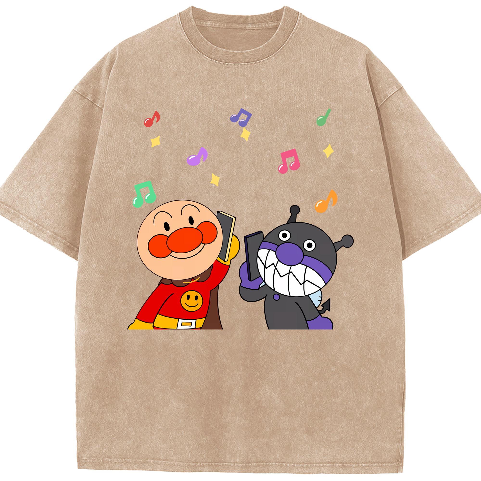（画像用） アンパンマン Anpanman 綿100% ヴィンテージ風 半袖Tシャツ（フロントプリント）