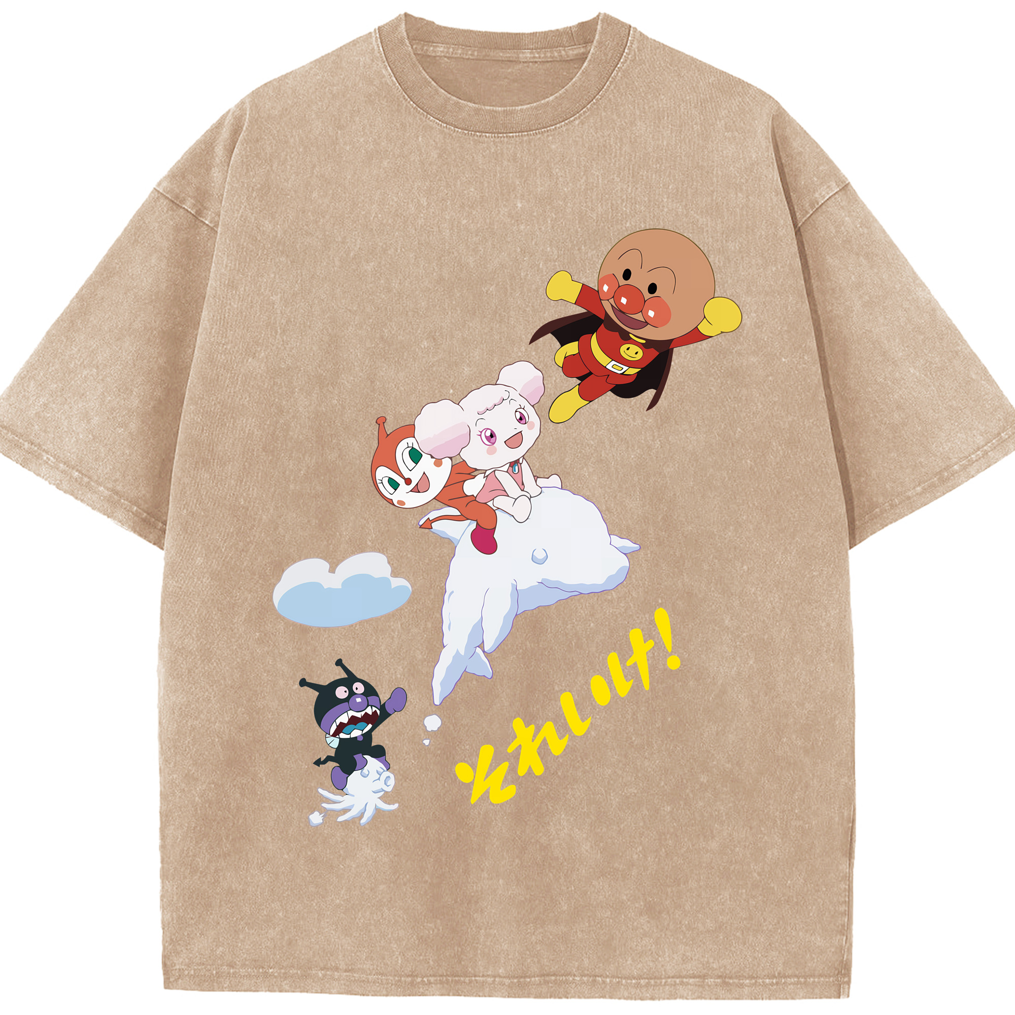 （画像用） アンパンマン Anpanman 綿100% ヴィンテージ風 半袖Tシャツ（フロントプリント）