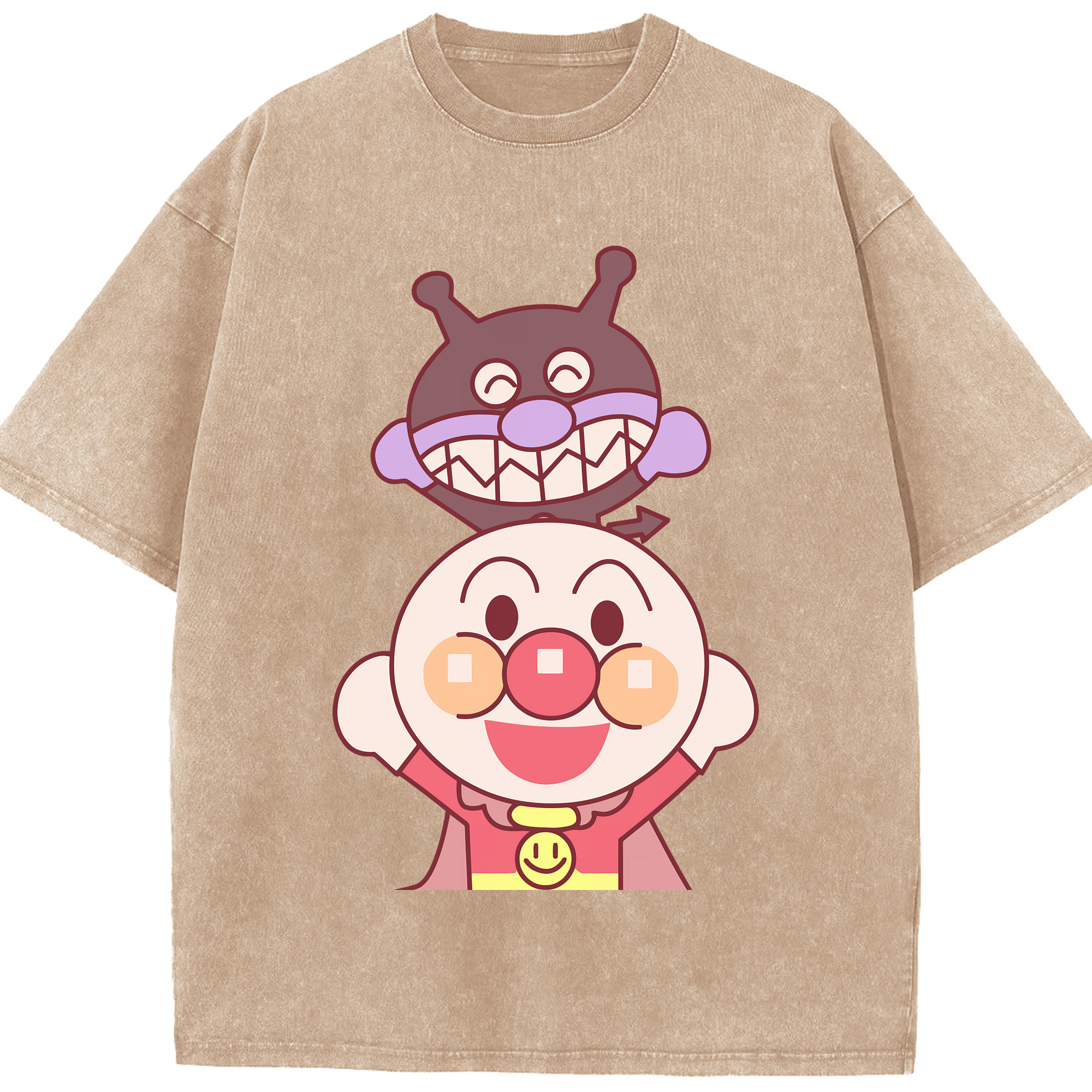 （画像用） アンパンマン Anpanman 綿100% ヴィンテージ風 半袖Tシャツ（フロントプリント）