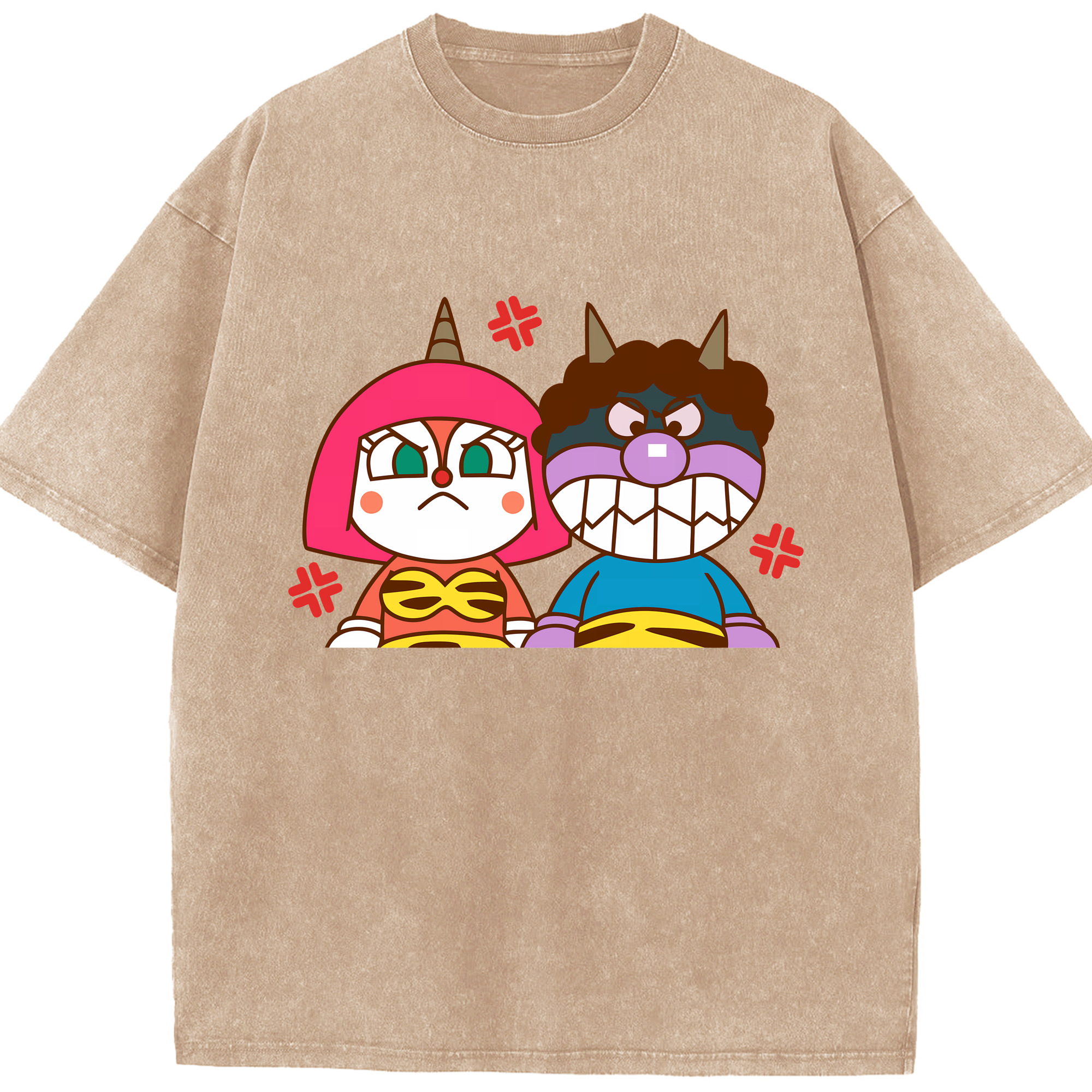 （画像用） アンパンマン Anpanman 綿100% ヴィンテージ風 半袖Tシャツ（フロントプリント）