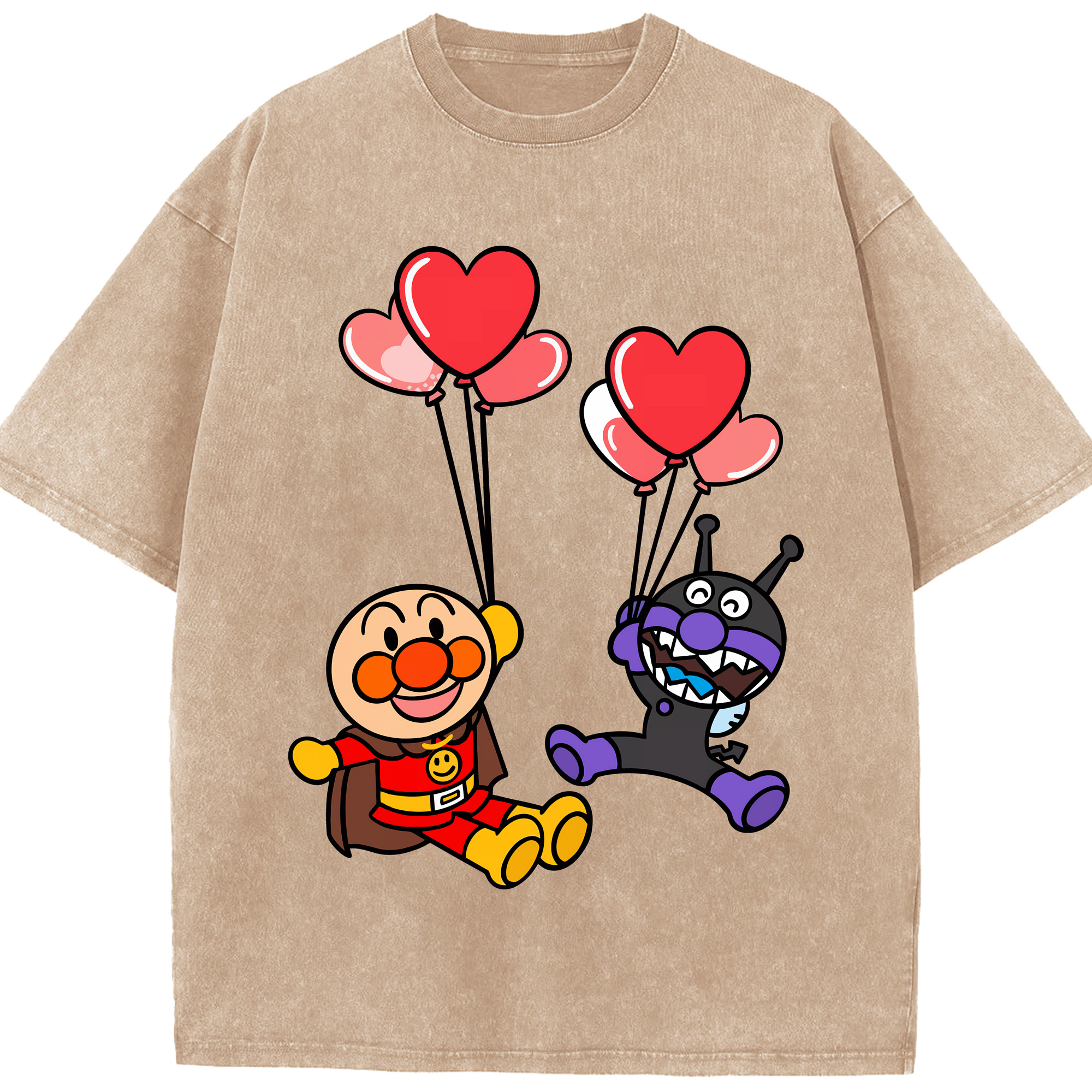 （画像用） アンパンマン Anpanman 綿100% ヴィンテージ風 半袖Tシャツ（フロントプリント）