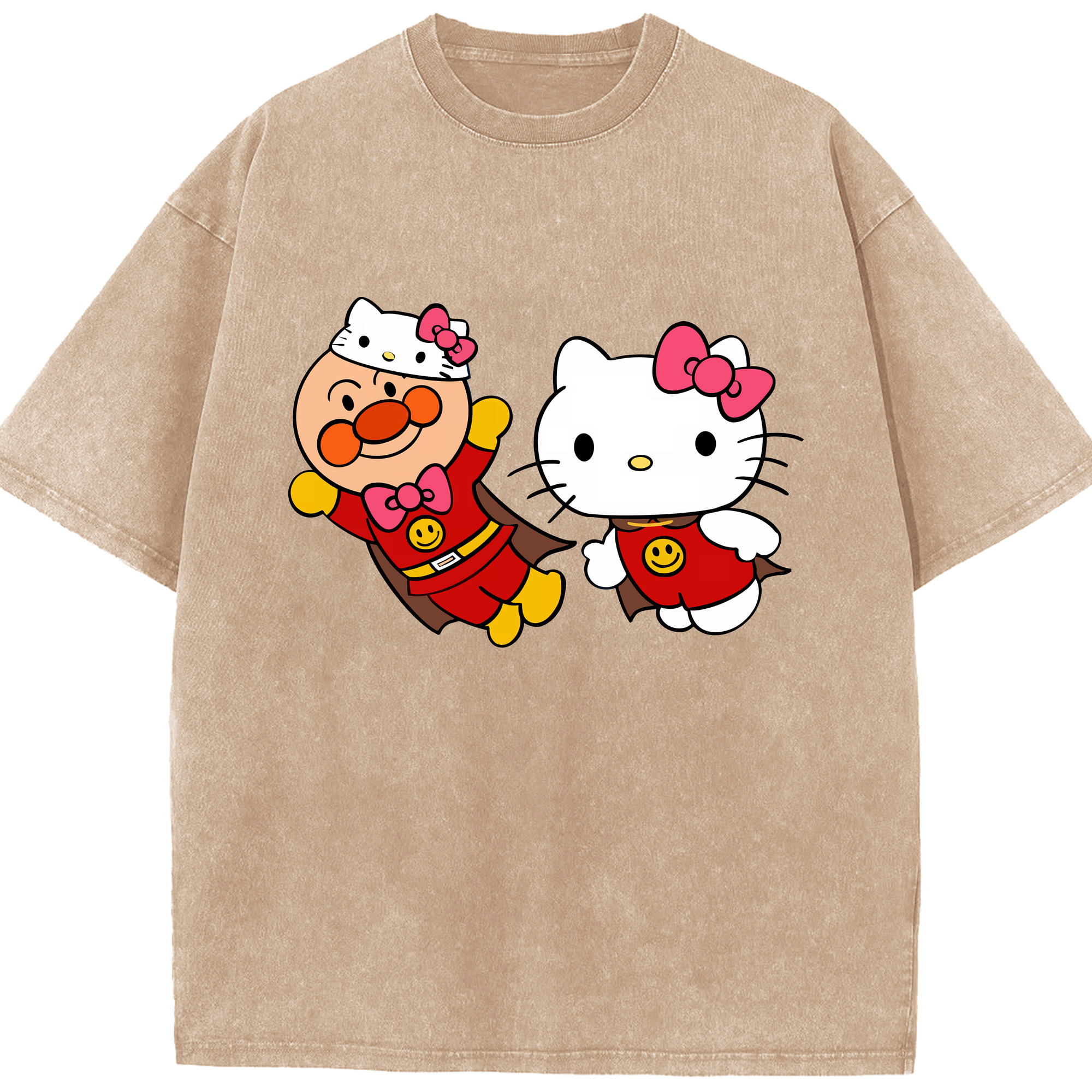 （画像用） アンパンマン Anpanman 綿100% ヴィンテージ風 半袖Tシャツ（フロントプリント）
