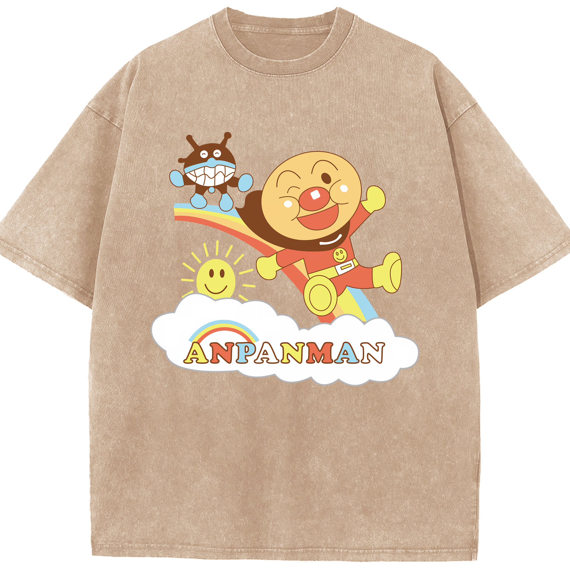 （画像用） アンパンマン Anpanman 綿100% ヴィンテージ風 半袖Tシャツ（フロントプリント）