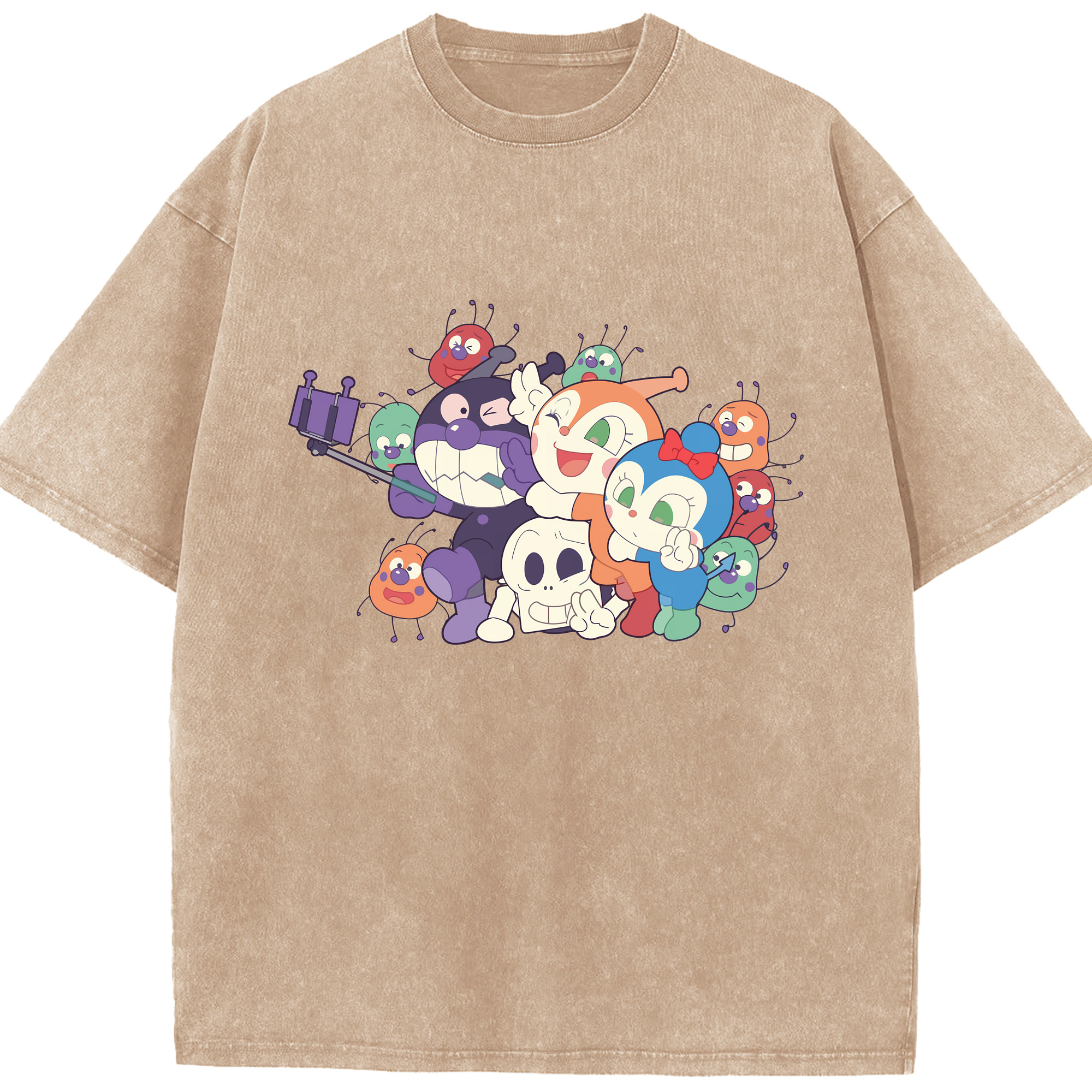 （画像用） アンパンマン Anpanman 綿100% ヴィンテージ風 半袖Tシャツ（フロントプリント）