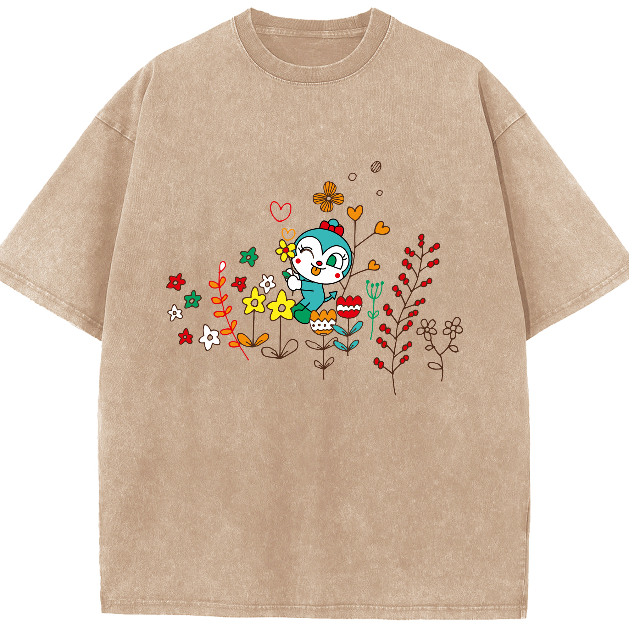 （画像用） アンパンマン Anpanman 綿100% ヴィンテージ風 半袖Tシャツ（フロントプリント）