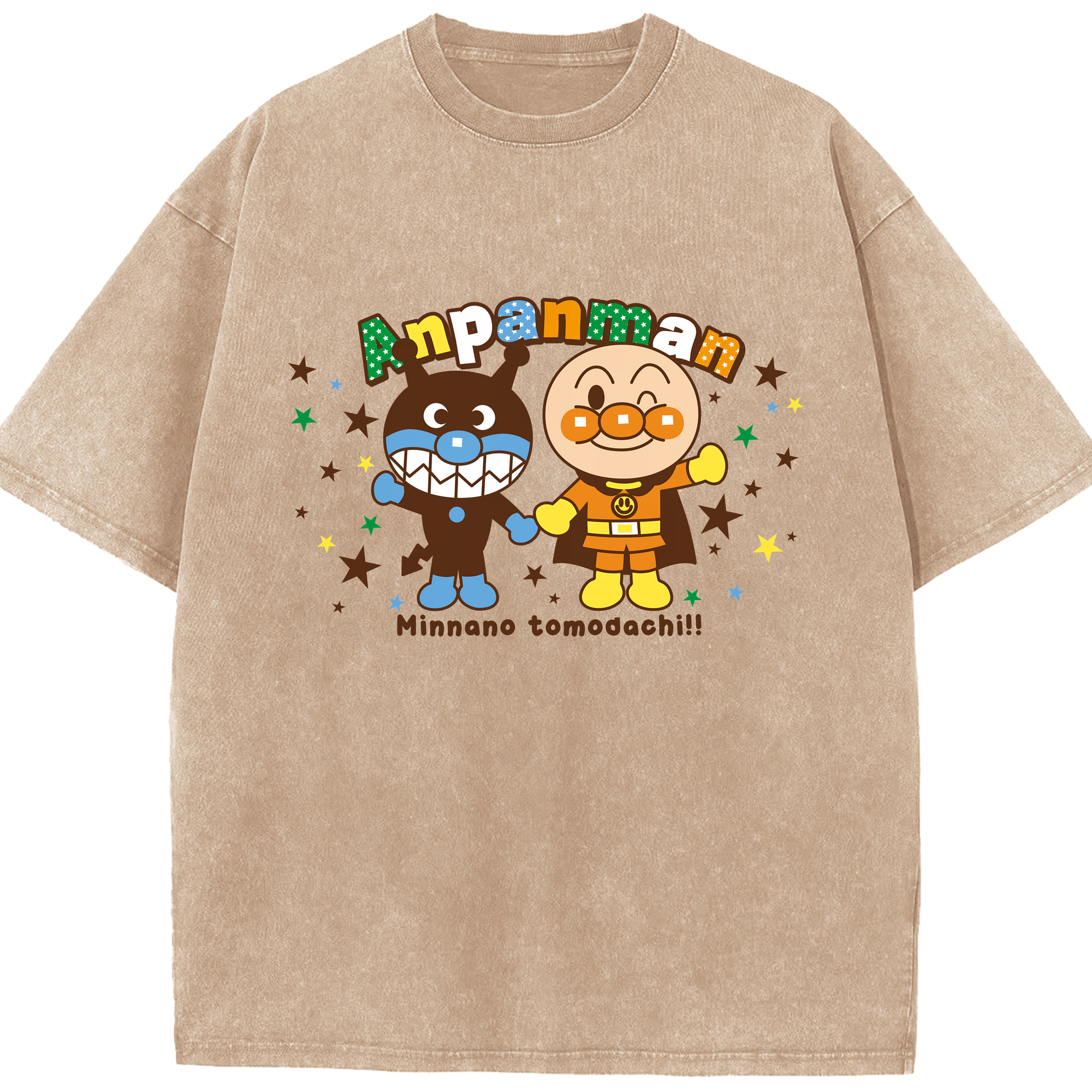 （画像用） アンパンマン Anpanman 綿100% ヴィンテージ風 半袖Tシャツ（フロントプリント）