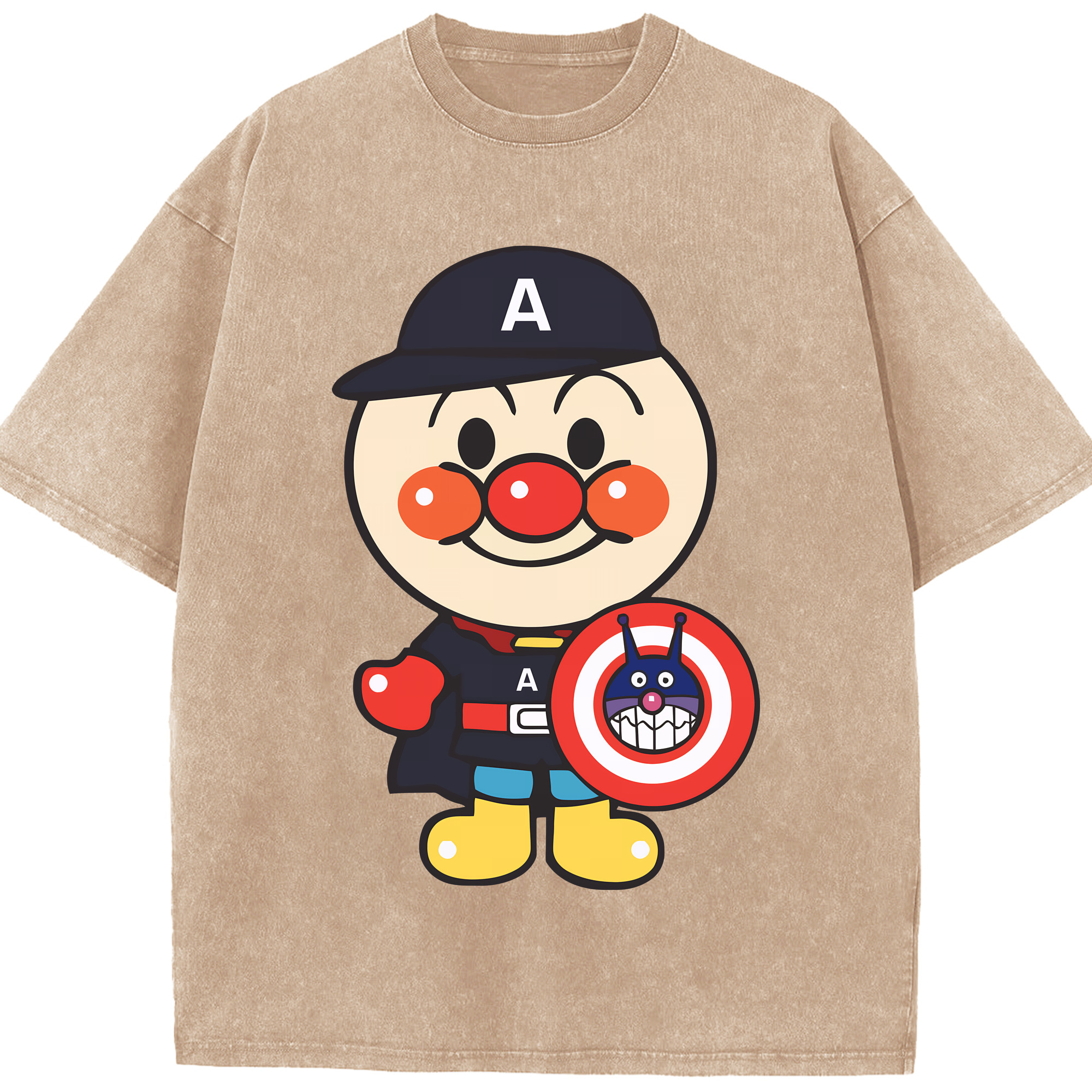 （画像用） アンパンマン Anpanman 綿100% ヴィンテージ風 半袖Tシャツ（フロントプリント）