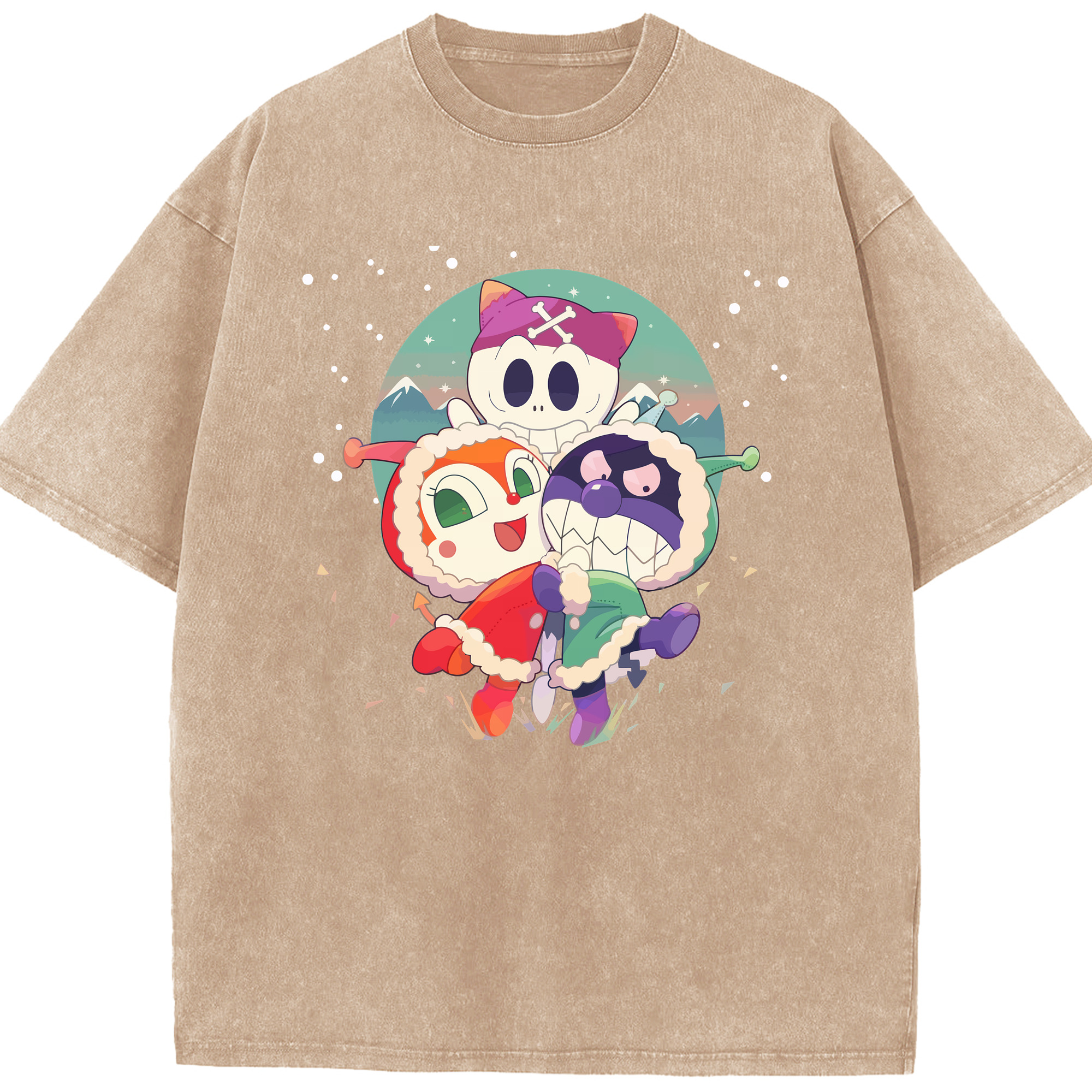 （画像用） アンパンマン Anpanman 綿100% ヴィンテージ風 半袖Tシャツ（フロントプリント）