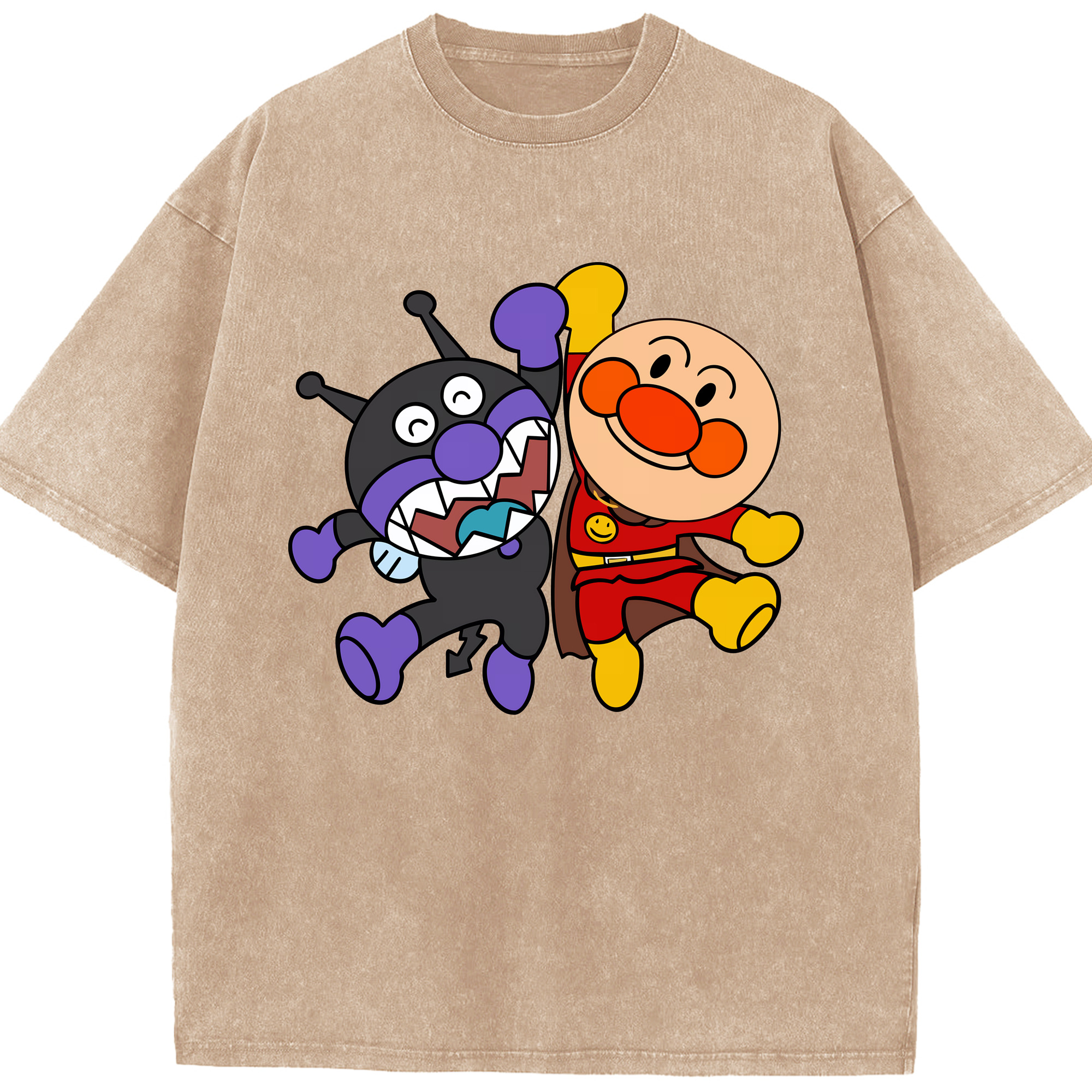 （画像用） アンパンマン Anpanman 綿100% ヴィンテージ風 半袖Tシャツ（フロントプリント）