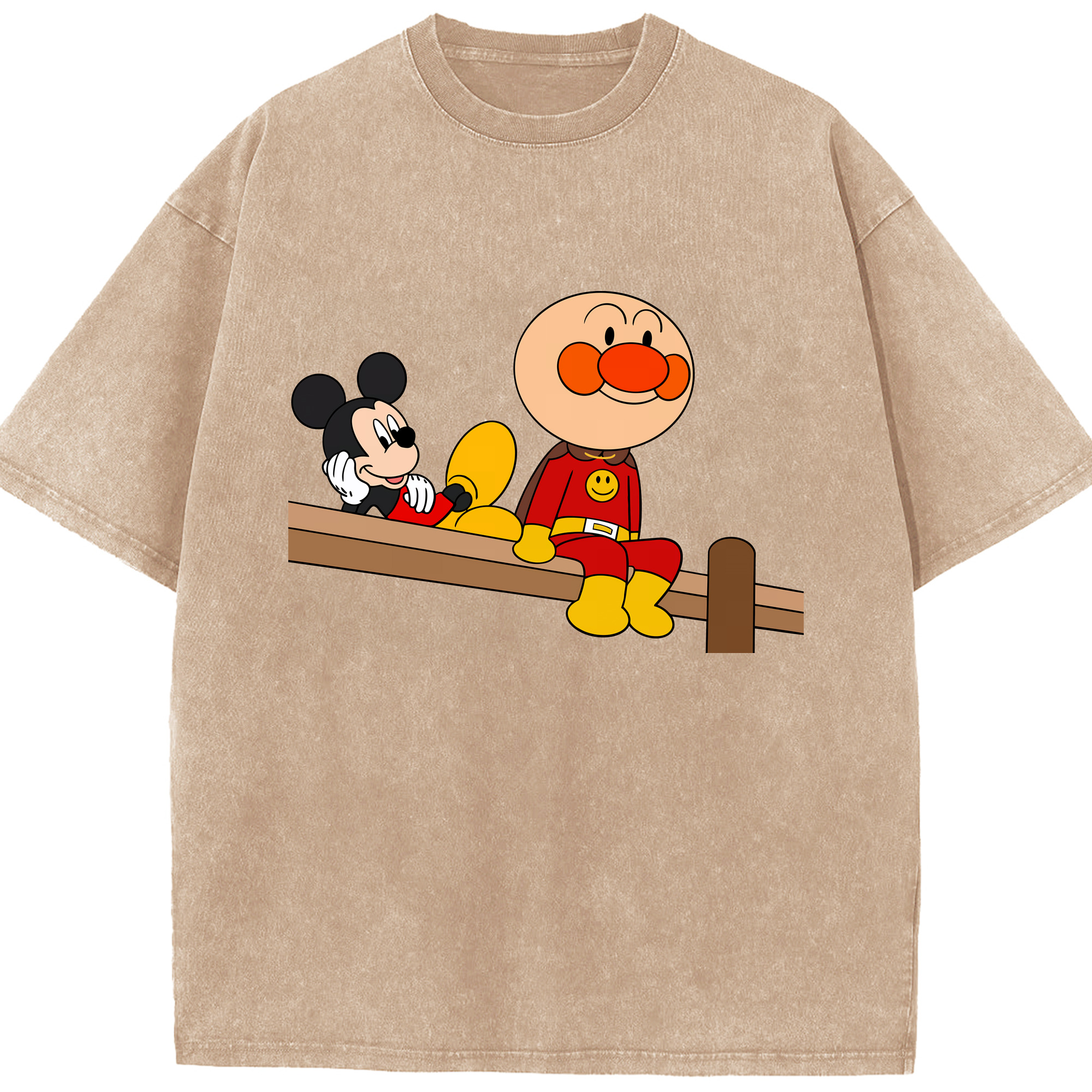 （画像用） アンパンマン Anpanman 綿100% ヴィンテージ風 半袖Tシャツ（フロントプリント）