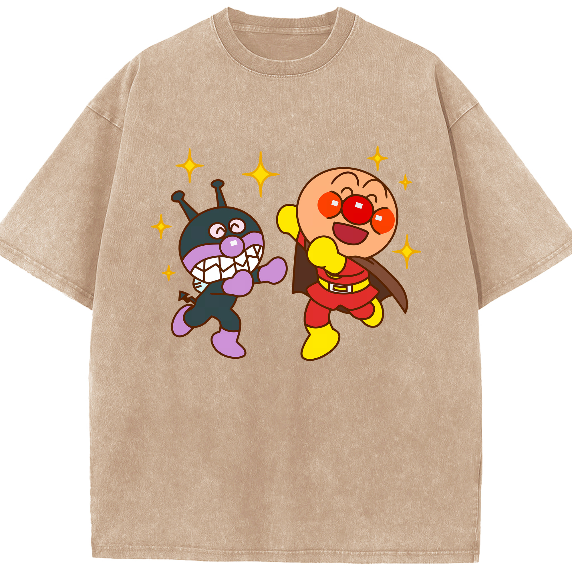 （画像用） アンパンマン Anpanman 綿100% ヴィンテージ風 半袖Tシャツ（フロントプリント）