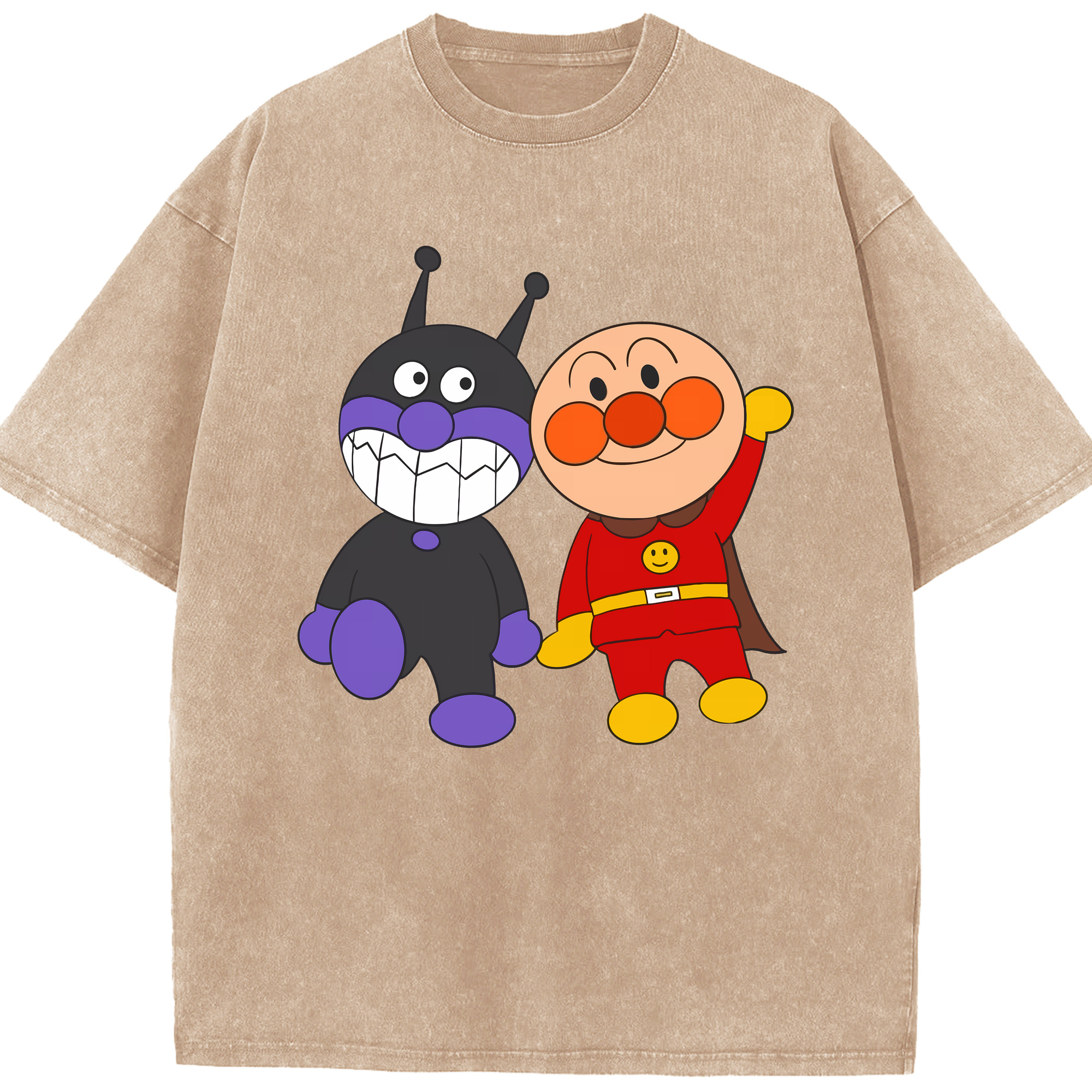 （画像用） アンパンマン Anpanman 綿100% ヴィンテージ風 半袖Tシャツ（フロントプリント）