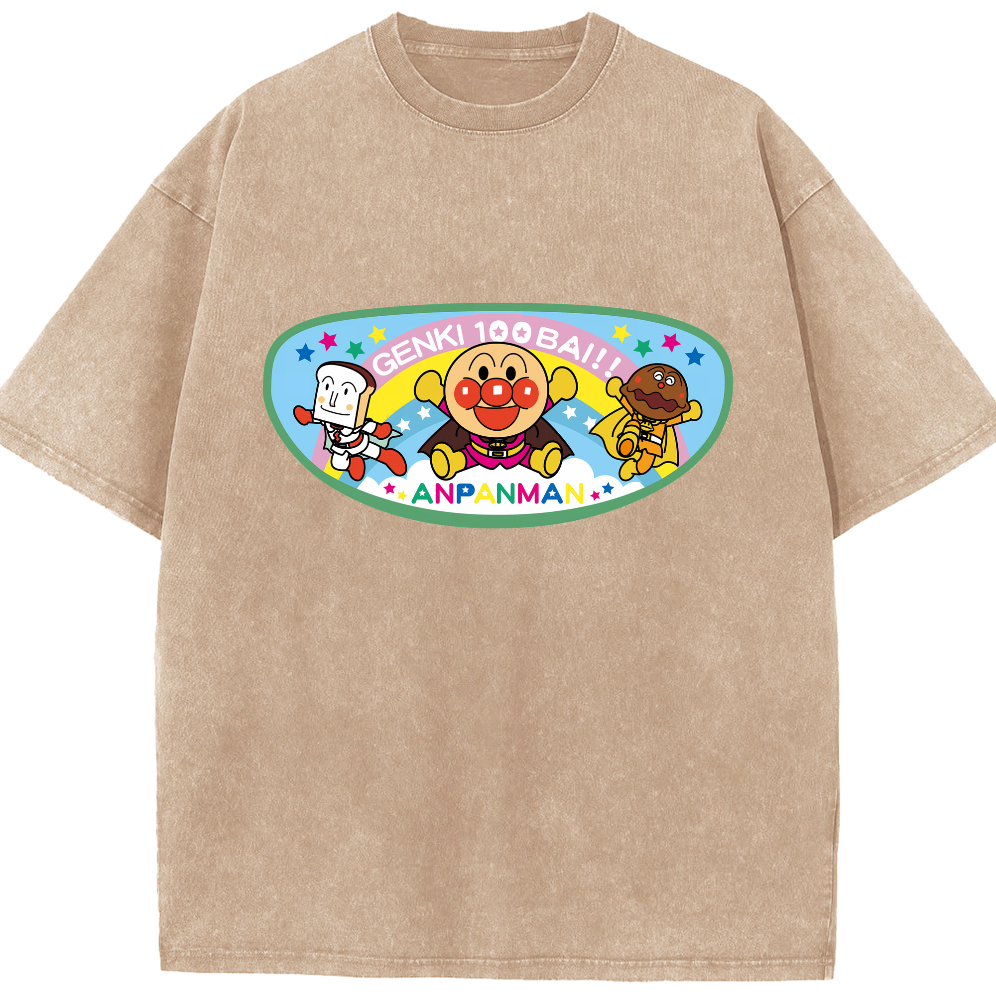 （画像用） アンパンマン Anpanman 綿100% ヴィンテージ風 半袖Tシャツ（フロントプリント）