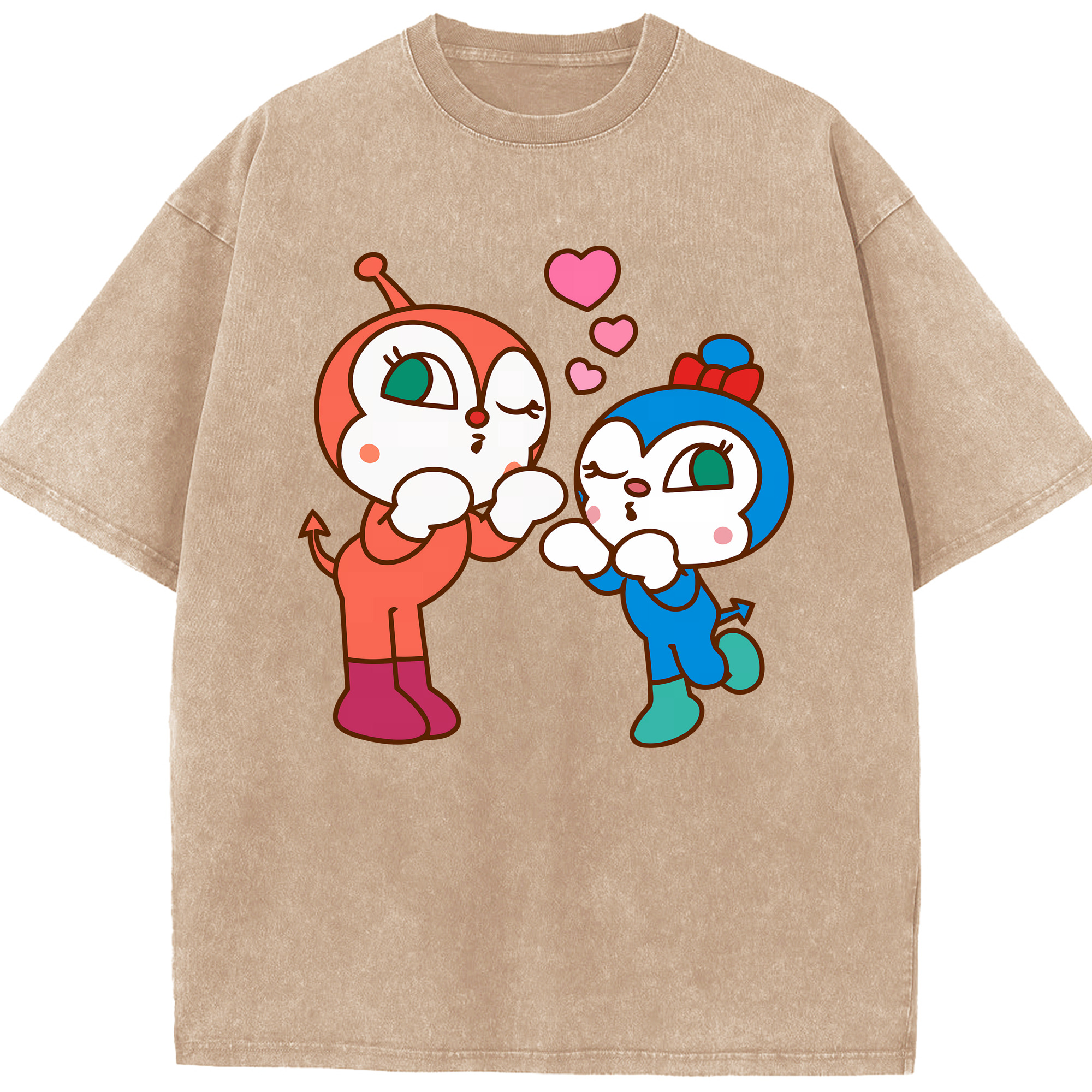 （画像用） アンパンマン Anpanman 綿100% ヴィンテージ風 半袖Tシャツ（フロントプリント）