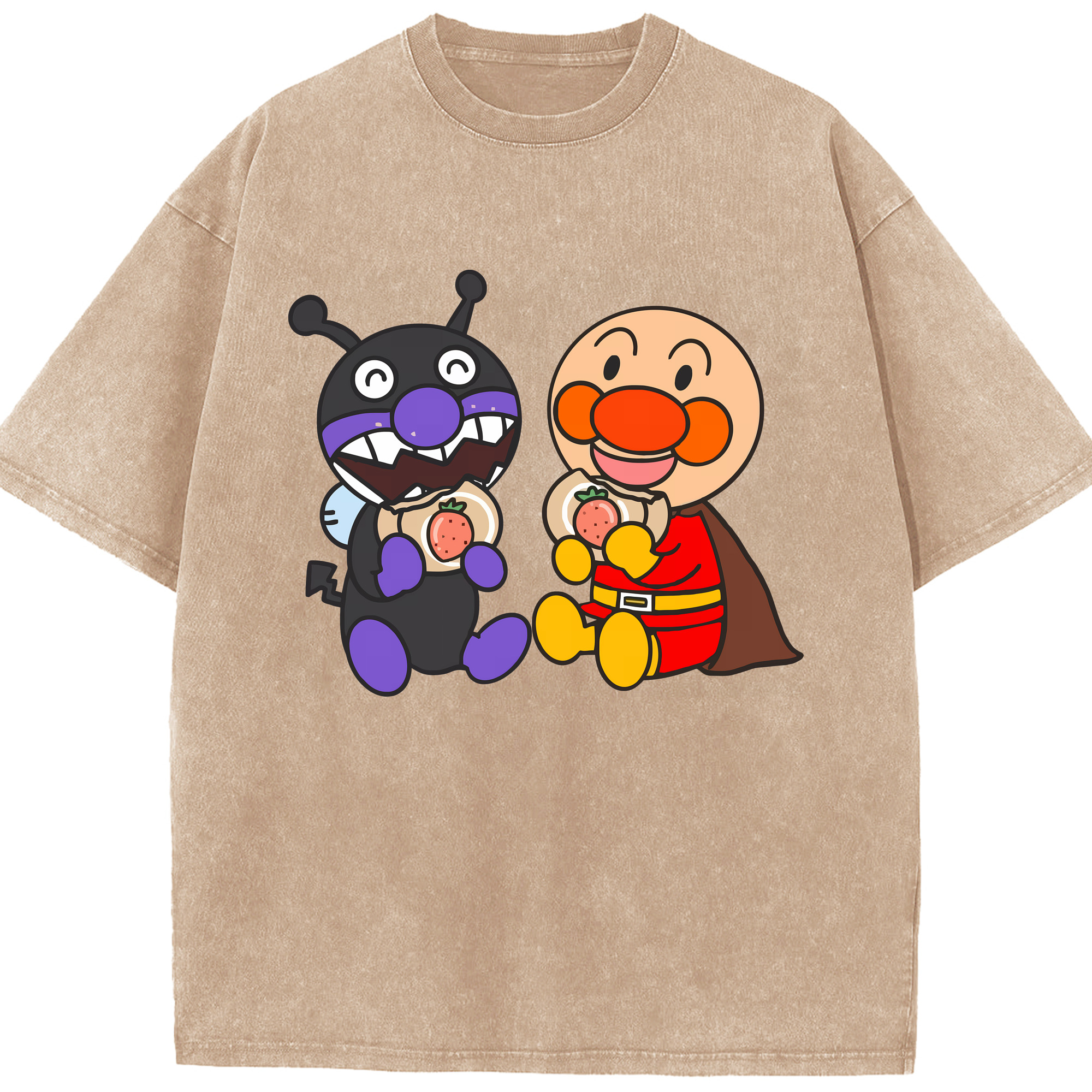 （画像用） アンパンマン Anpanman 綿100% ヴィンテージ風 半袖Tシャツ（フロントプリント）