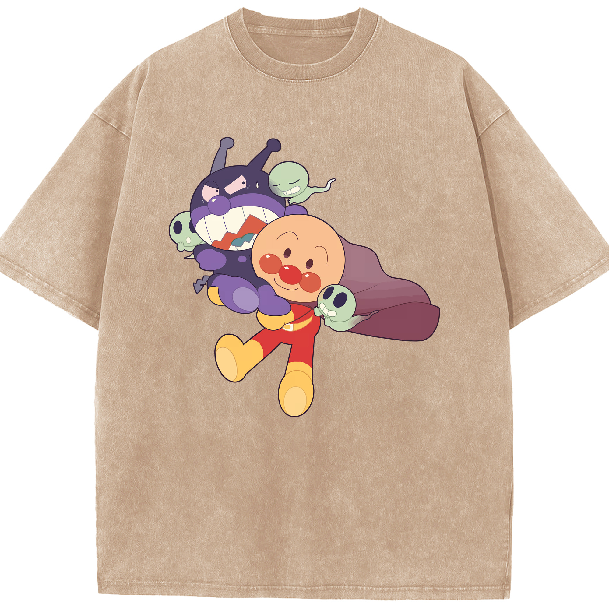 （画像用） アンパンマン Anpanman 綿100% ヴィンテージ風 半袖Tシャツ（フロントプリント）