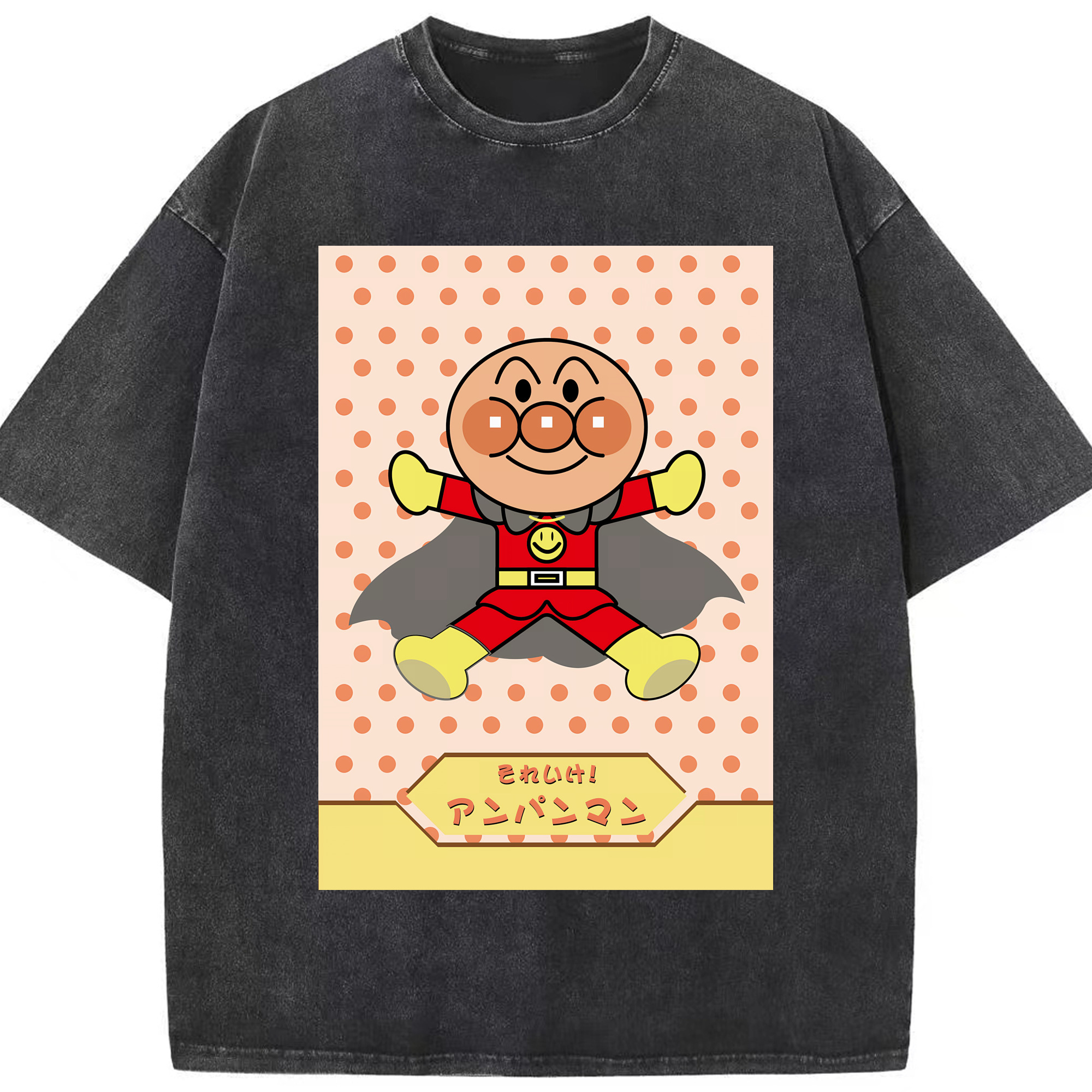 （画像用） アンパンマン Anpanman 綿100% ヴィンテージ風 半袖Tシャツ（フロントプリント）