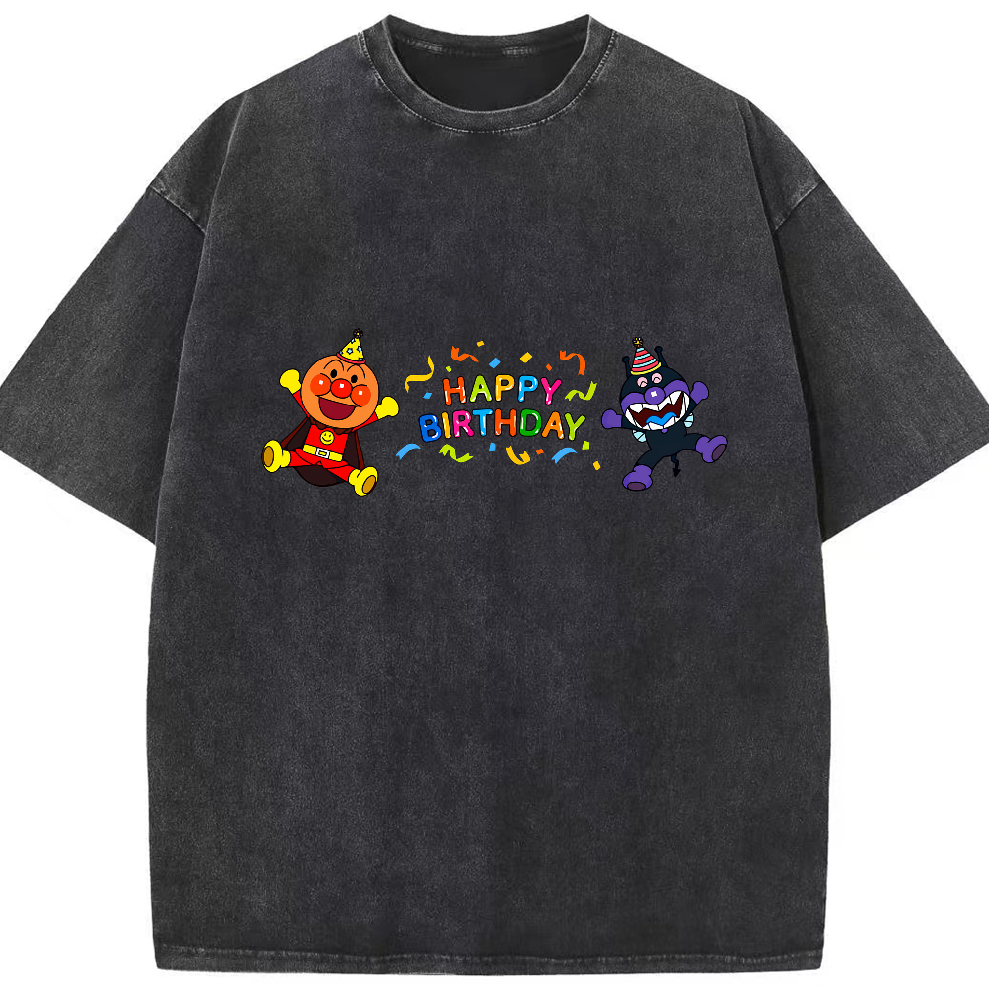 （画像用） アンパンマン Anpanman 綿100% ヴィンテージ風 半袖Tシャツ（フロントプリント）
