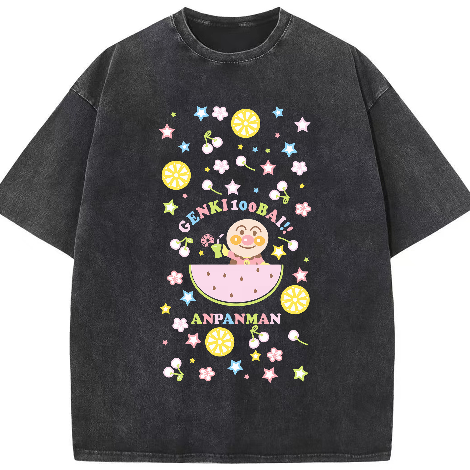 （画像用） アンパンマン Anpanman 綿100% ヴィンテージ風 半袖Tシャツ（フロントプリント）