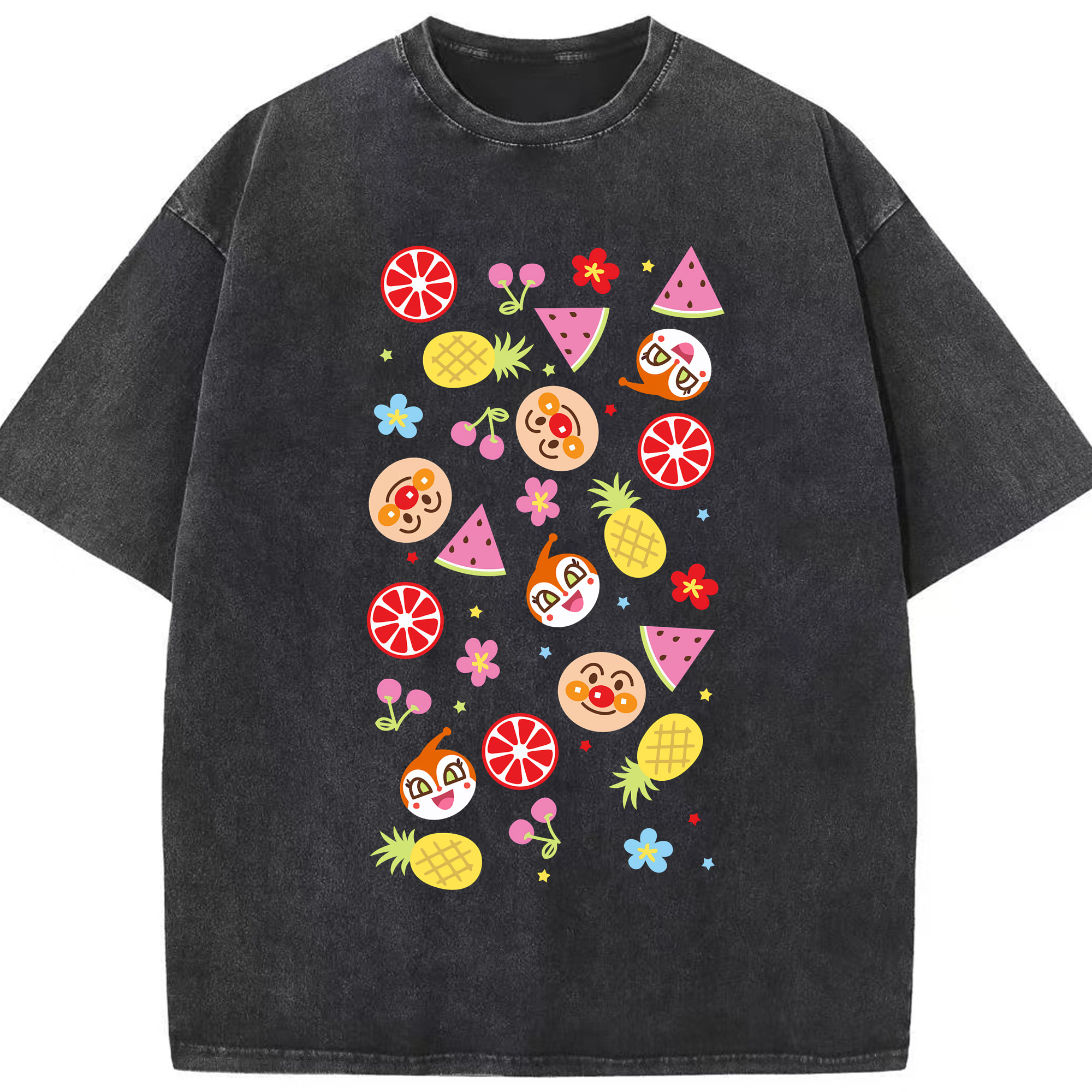 （画像用） アンパンマン Anpanman 綿100% ヴィンテージ風 半袖Tシャツ（フロントプリント）