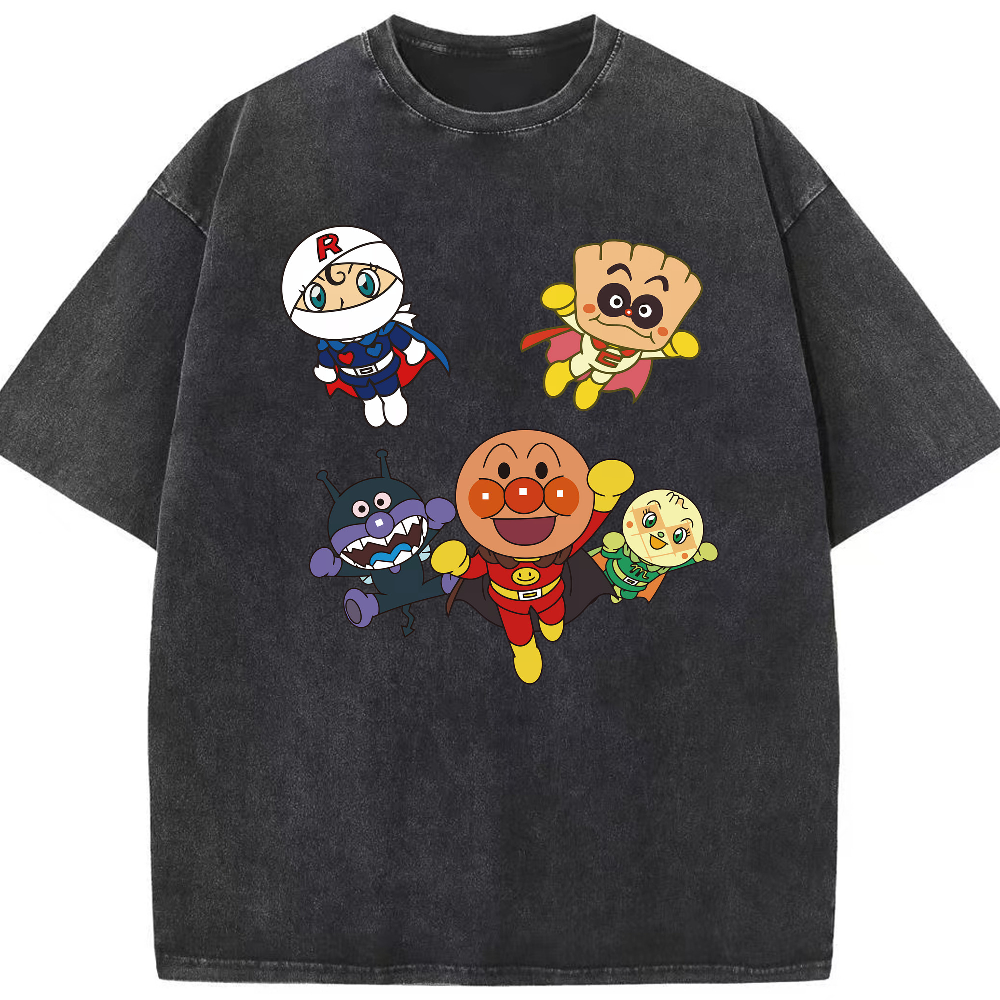 （画像用） アンパンマン Anpanman 綿100% ヴィンテージ風 半袖Tシャツ（フロントプリント）
