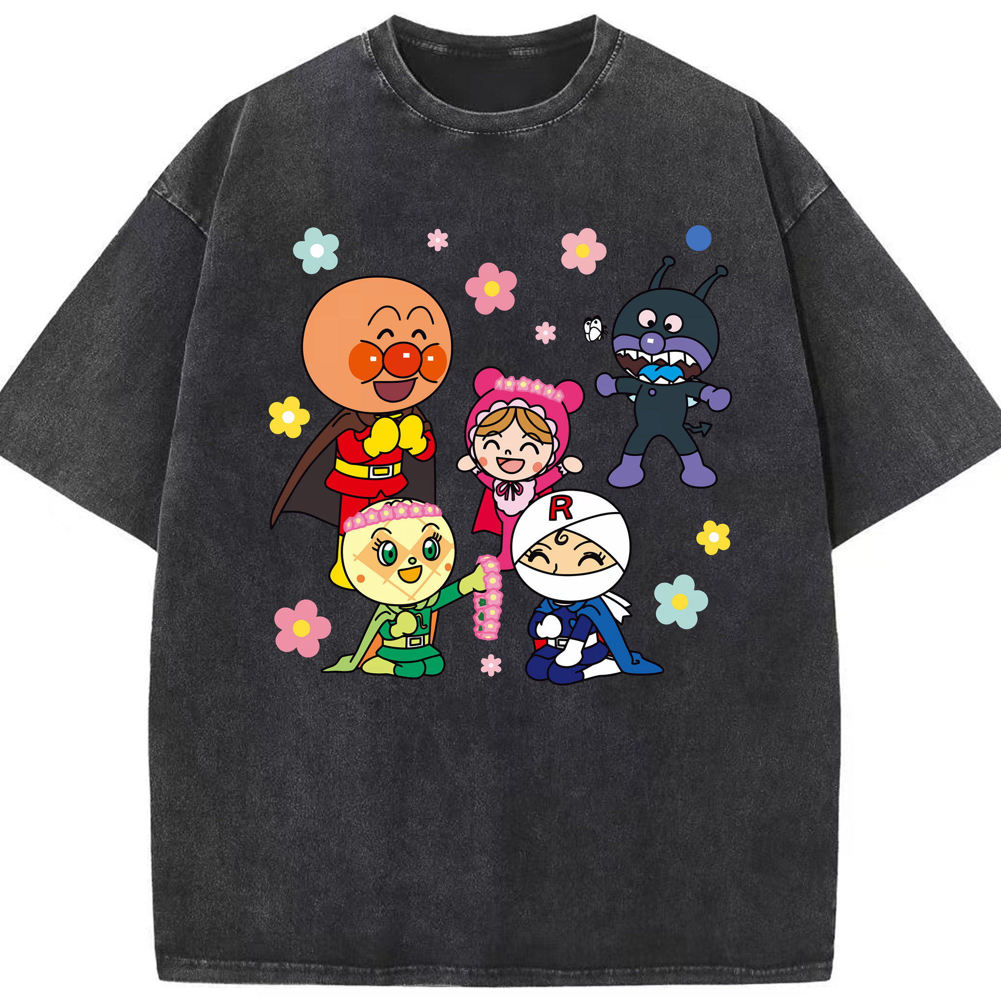 （画像用） アンパンマン Anpanman 綿100% ヴィンテージ風 半袖Tシャツ（フロントプリント）