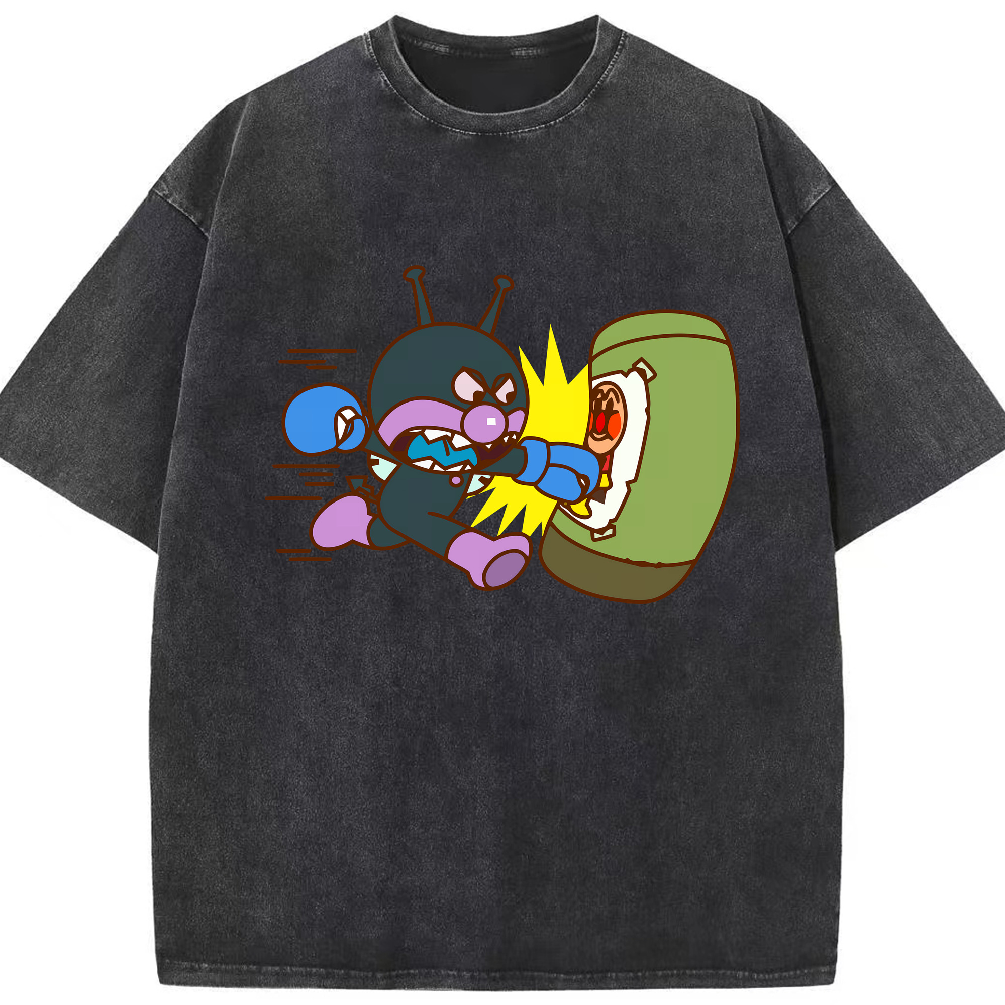 （画像用） アンパンマン Anpanman 綿100% ヴィンテージ風 半袖Tシャツ（フロントプリント）