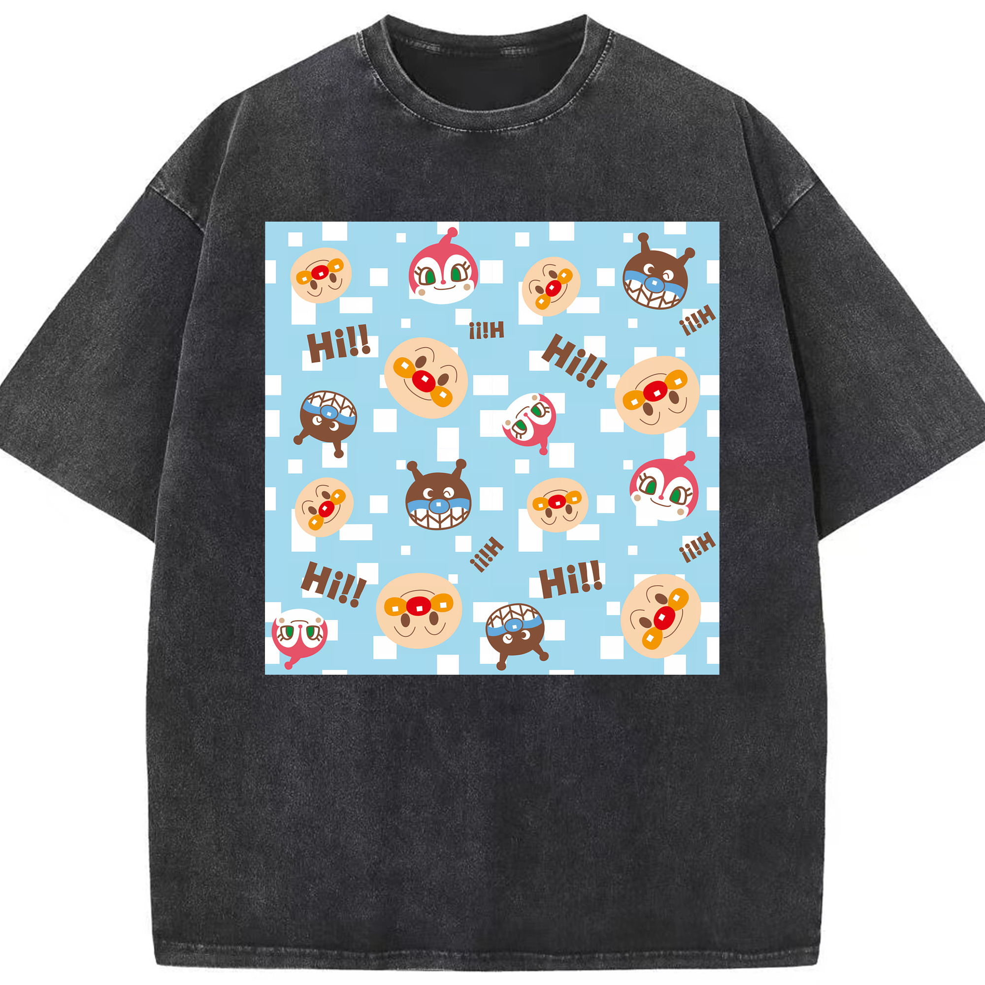 （画像用） アンパンマン Anpanman 綿100% ヴィンテージ風 半袖Tシャツ（フロントプリント）