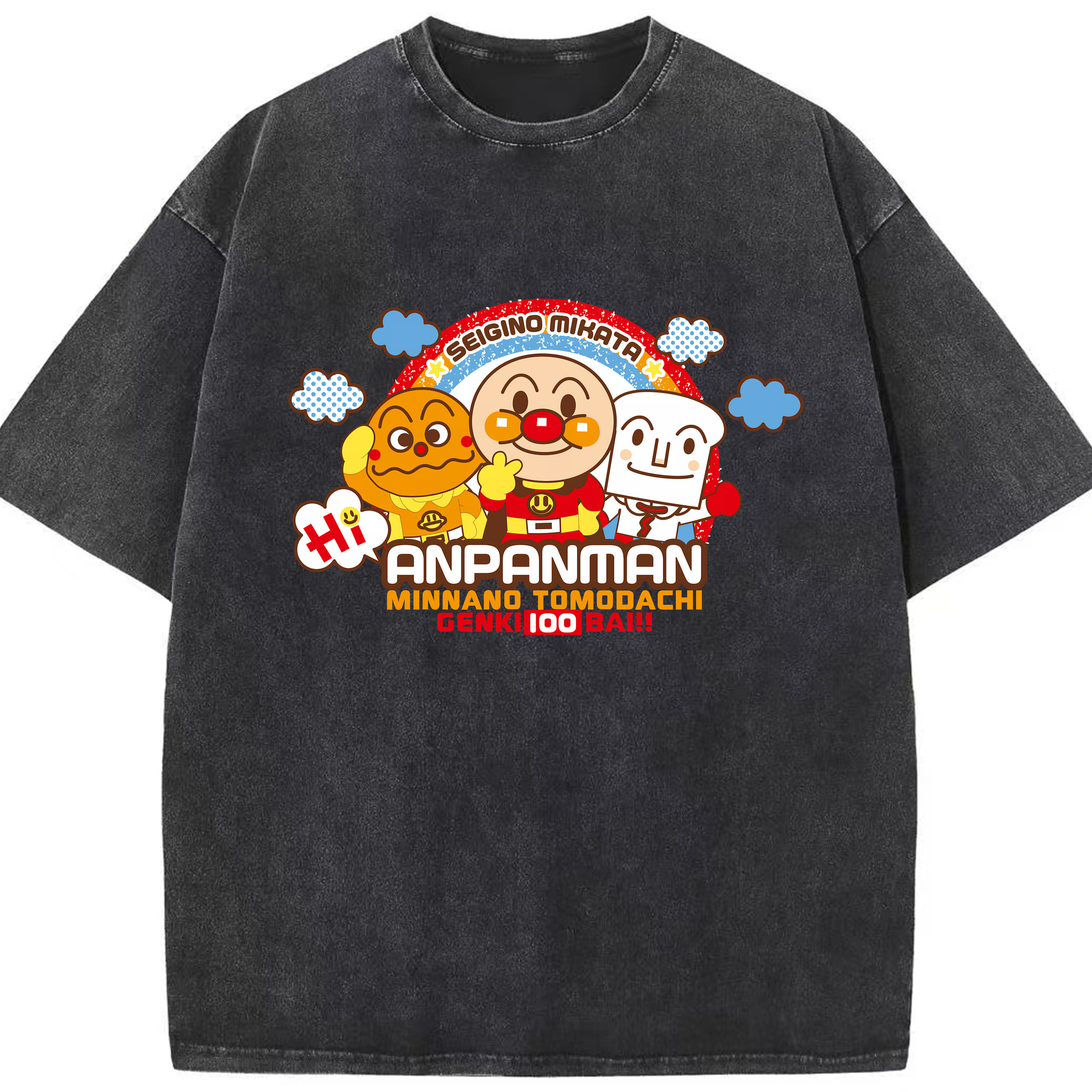 （画像用） アンパンマン Anpanman 綿100% ヴィンテージ風 半袖Tシャツ（フロントプリント）