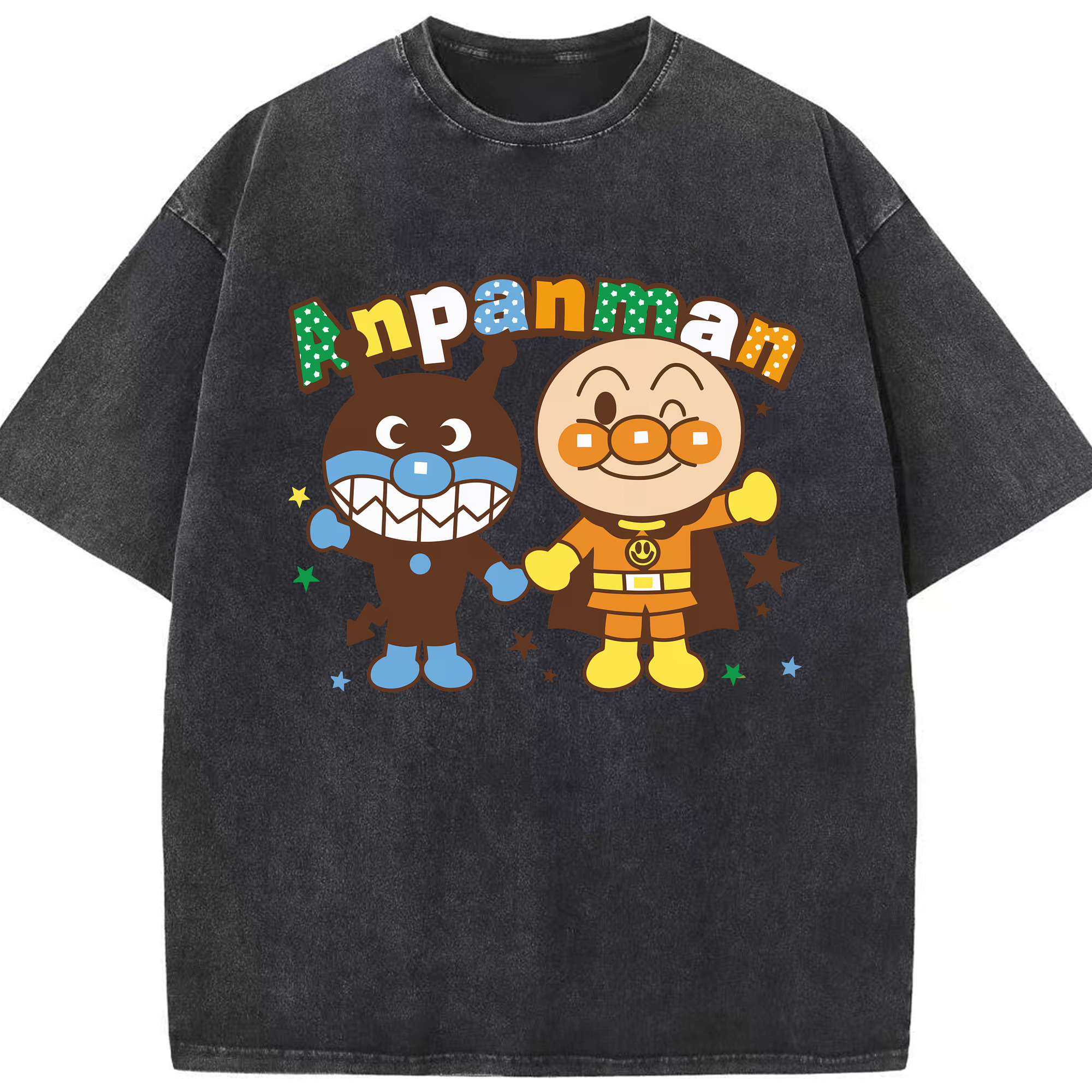 （画像用） アンパンマン Anpanman 綿100% ヴィンテージ風 半袖Tシャツ（フロントプリント）