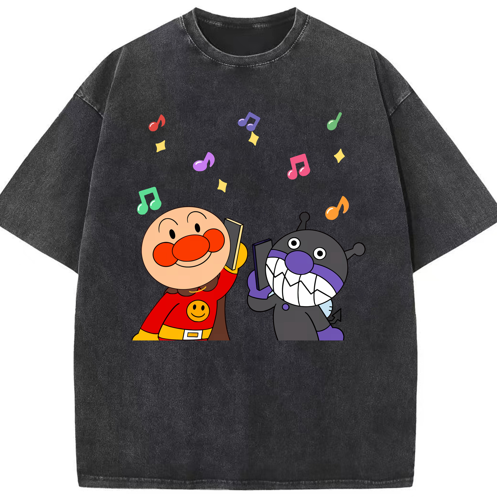 （画像用） アンパンマン Anpanman 綿100% ヴィンテージ風 半袖Tシャツ（フロントプリント）