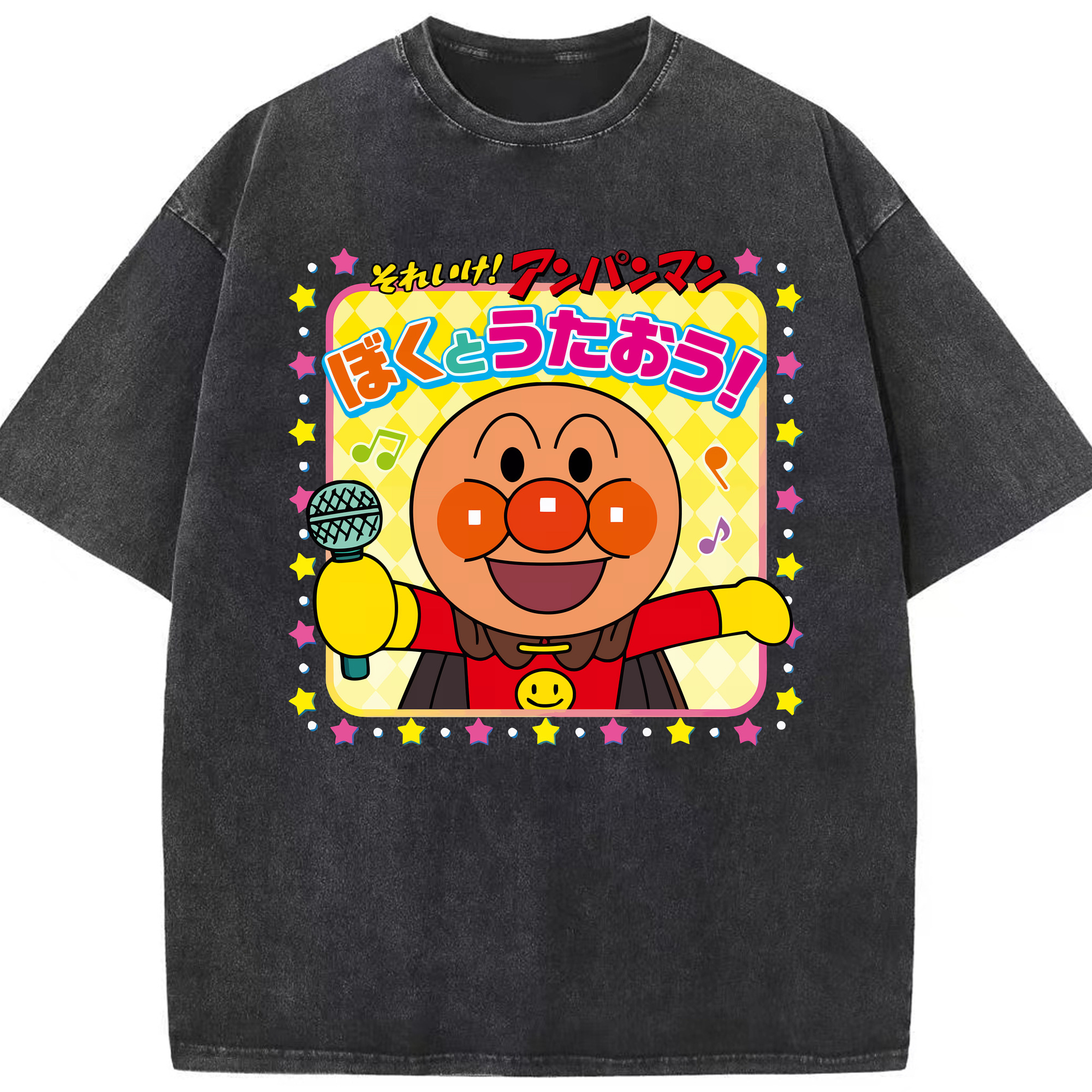 （画像用） アンパンマン Anpanman 綿100% ヴィンテージ風 半袖Tシャツ（フロントプリント）